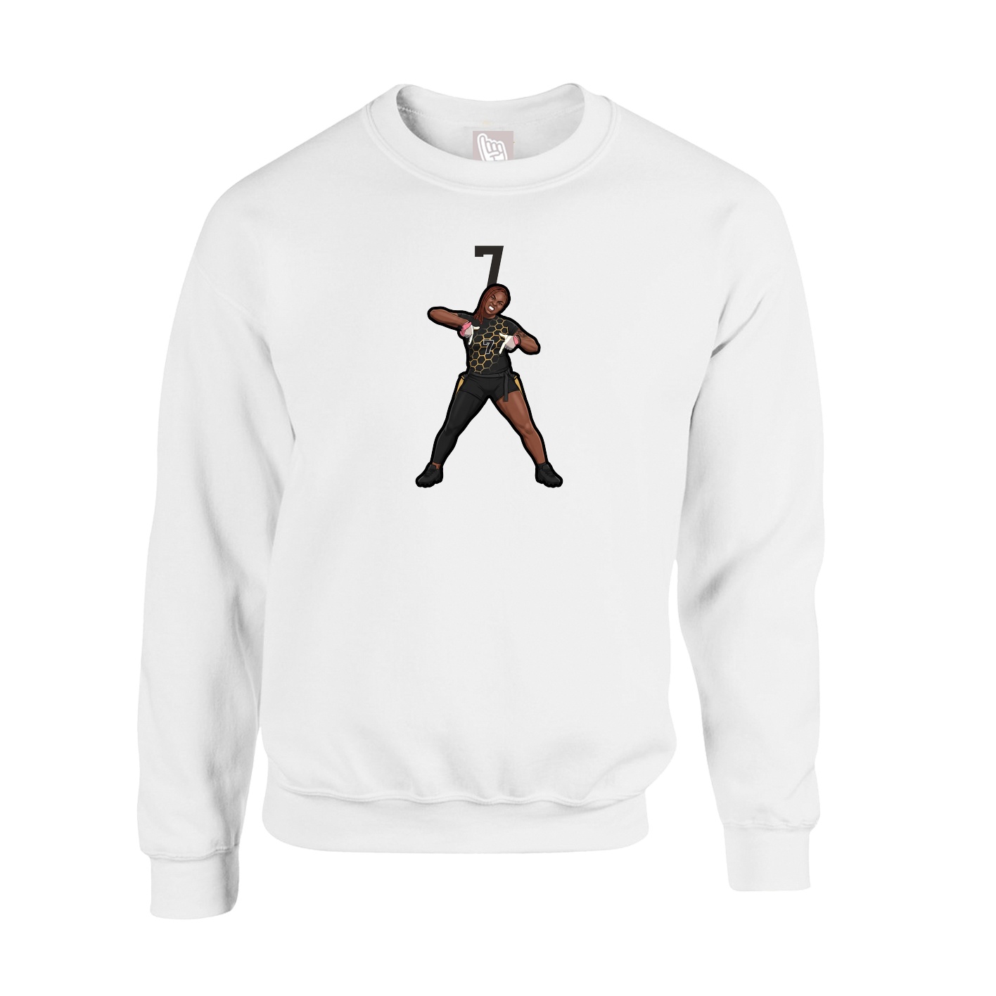 Fleece Crew — Number Top in White