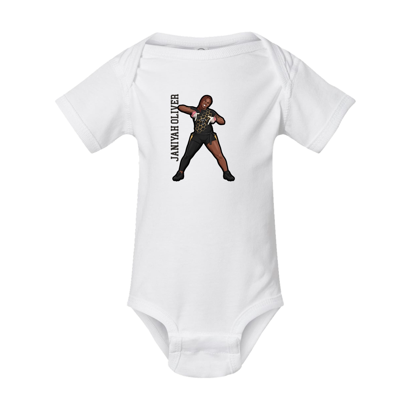Baby Onesie — Name Vertical in White