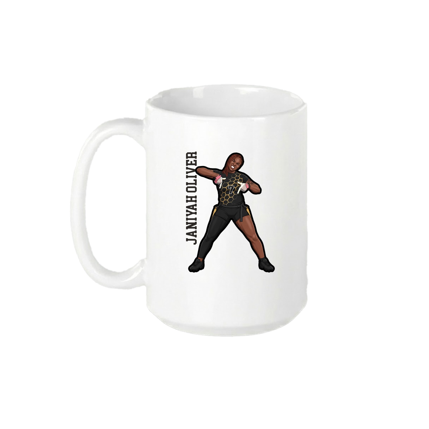 15oz Coffee Mug — Name Vertical in White