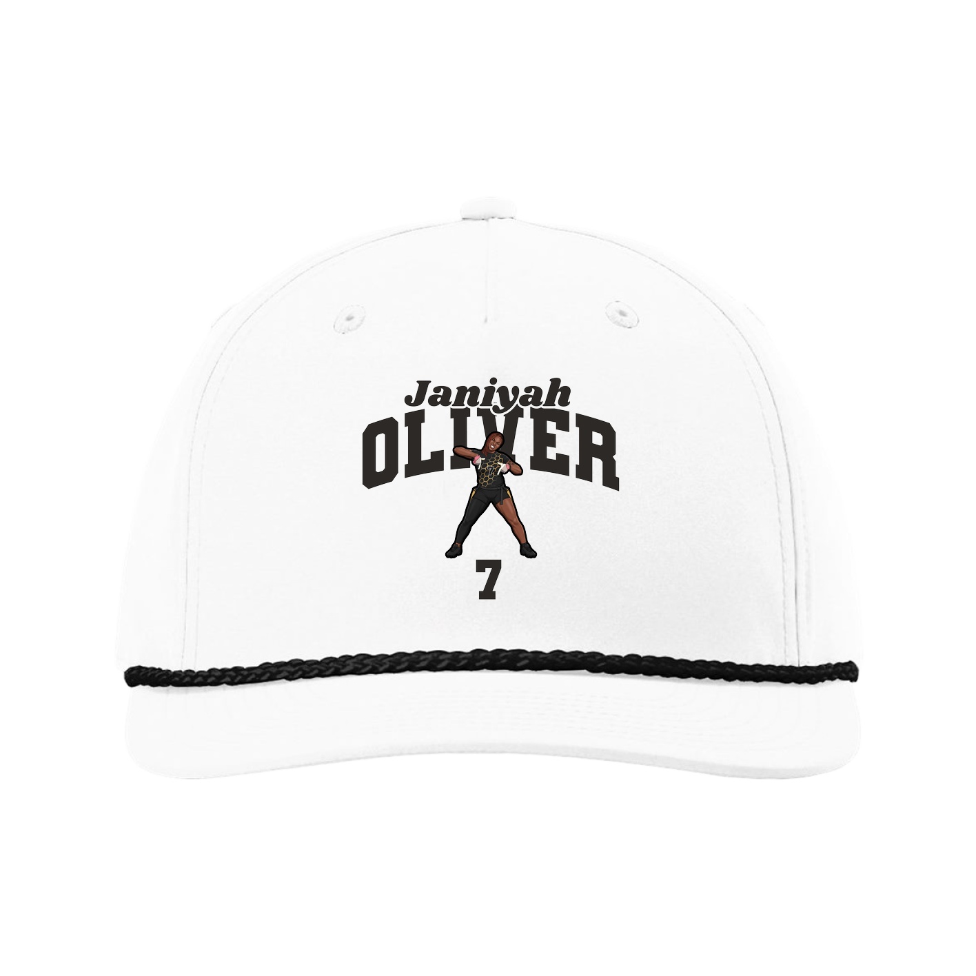 Five-Panel Classic Rope Cap — Signature Arch in White