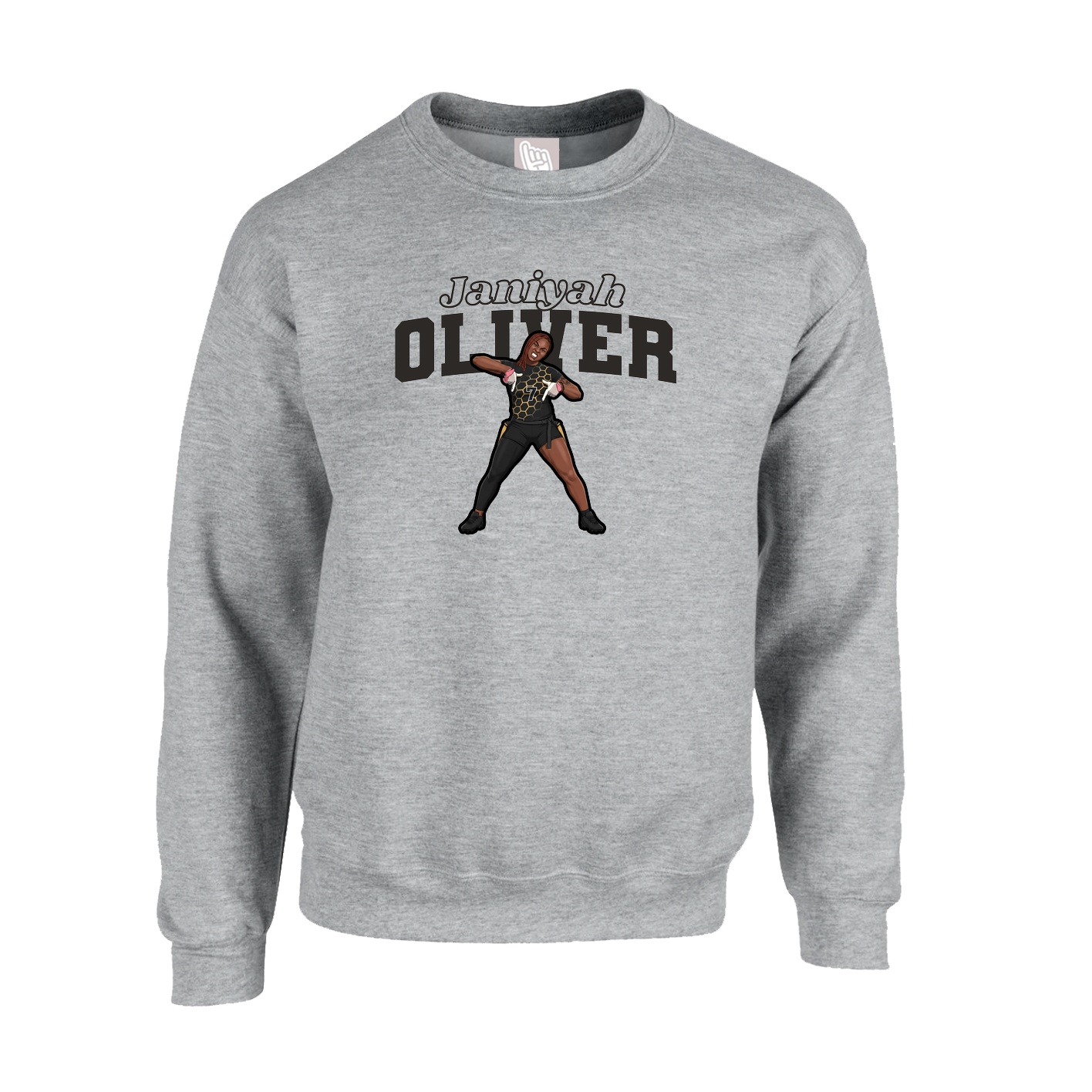 Fleece Crew — Name Arch in Grey