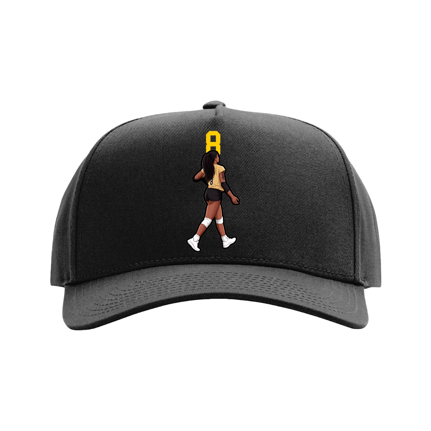 Full Fabric Five-Panel Champ Cap — Number Top in Black