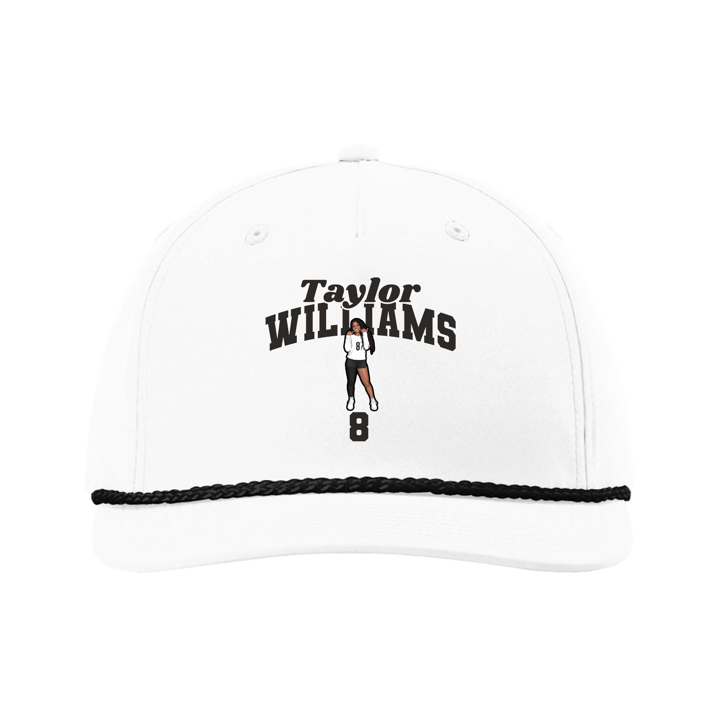Five-Panel Classic Rope Cap — Signature Arch in White
