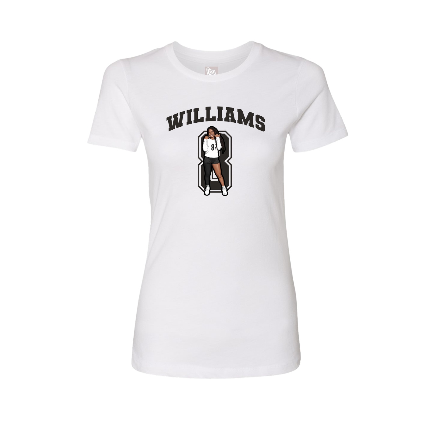 Fitted Women's Tee — Number in White