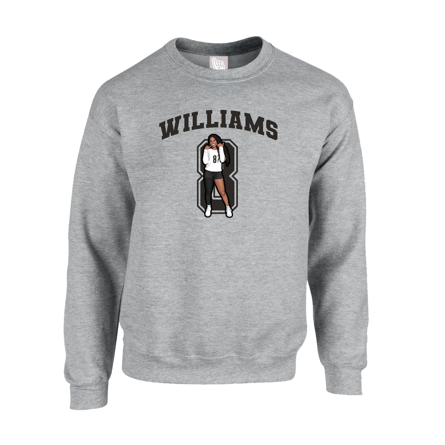 Fleece Crew — Number in Grey