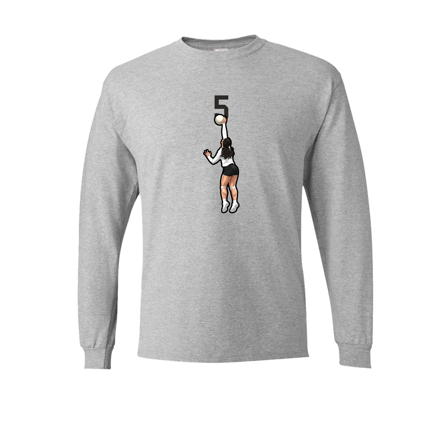 Long Sleeve Tee — Number Top in Grey