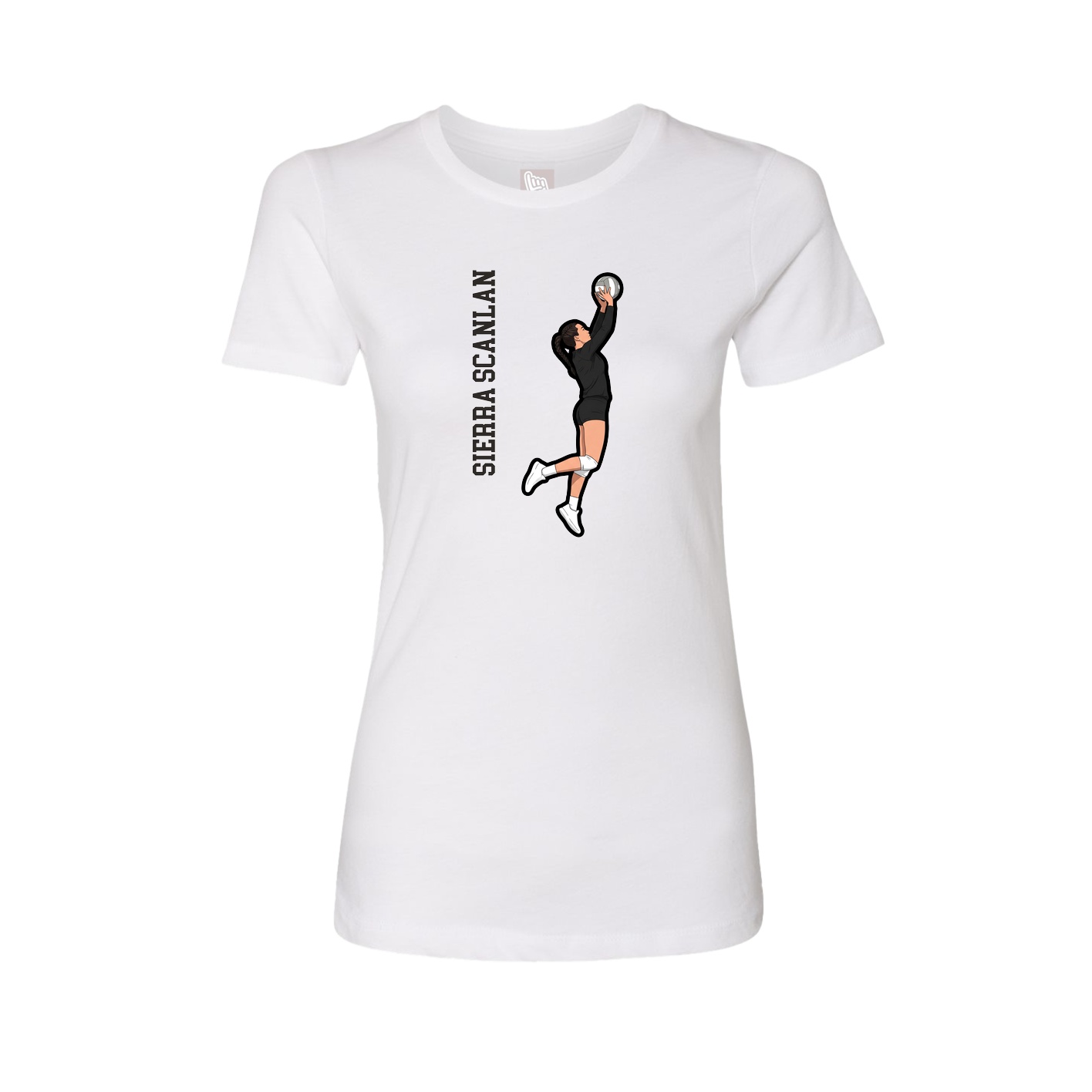 Womens Tee — Name Vertical in White