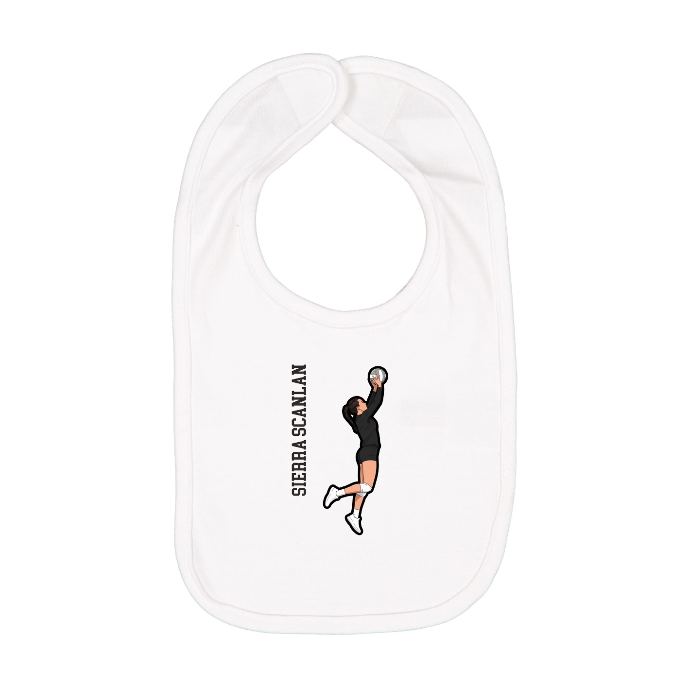 Infant Bib — Name Vertical in White