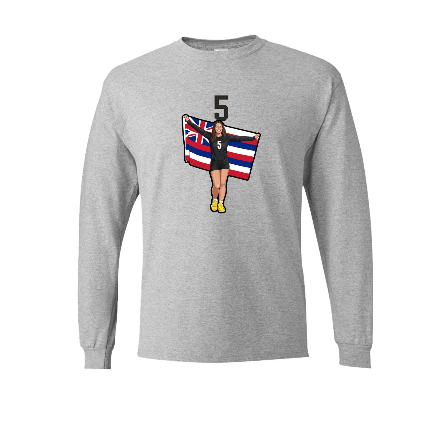 Long Sleeve Tee — Number Top in Grey
