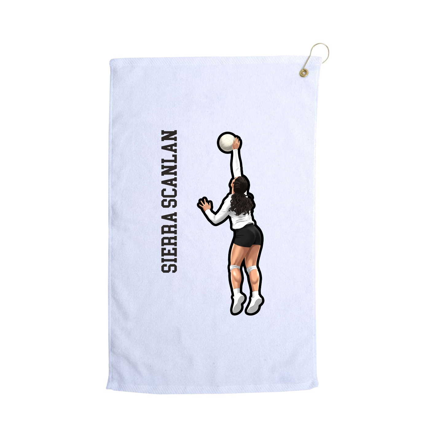 Golf Towel — Name Vertical in White