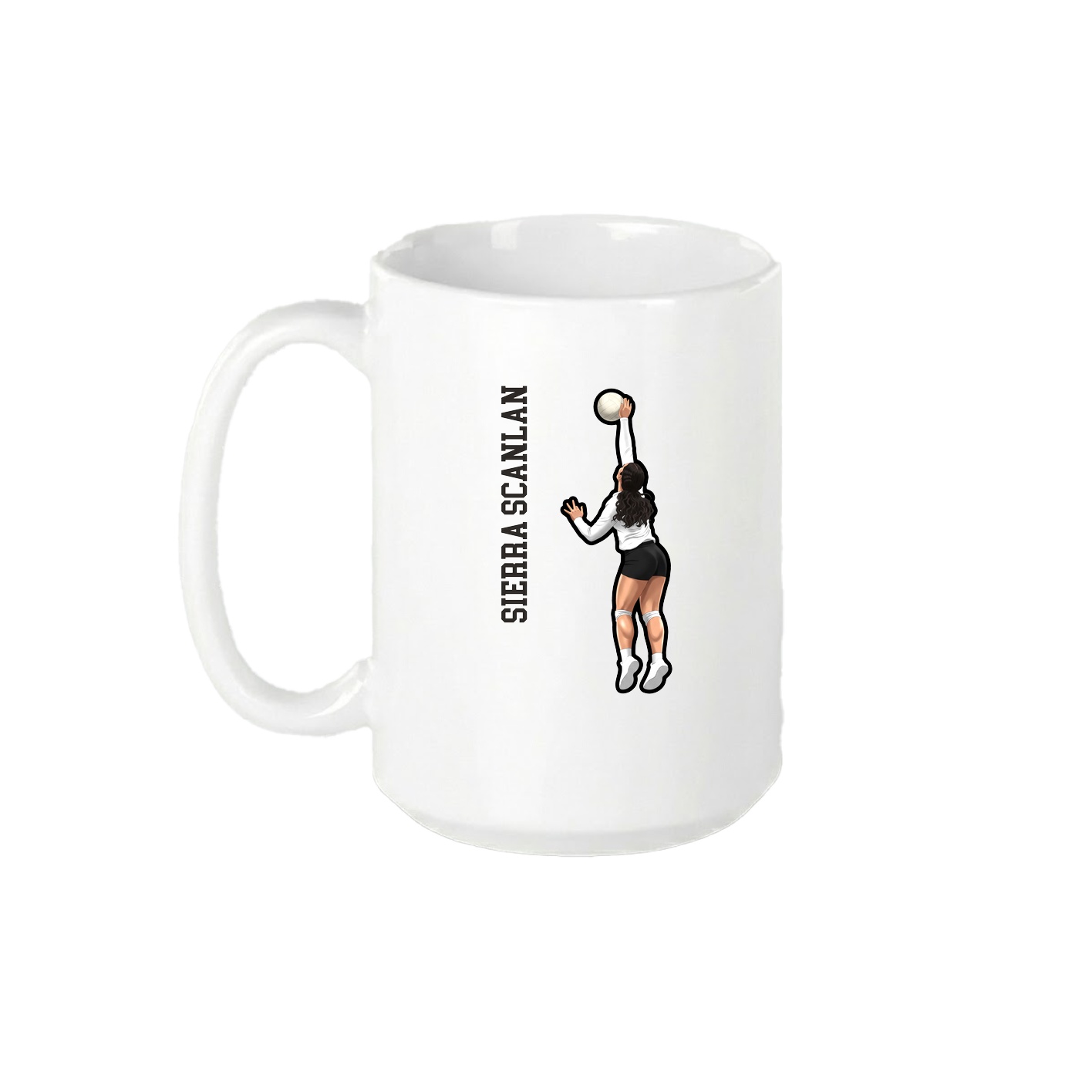 15oz Coffee Mug — Name Vertical in White