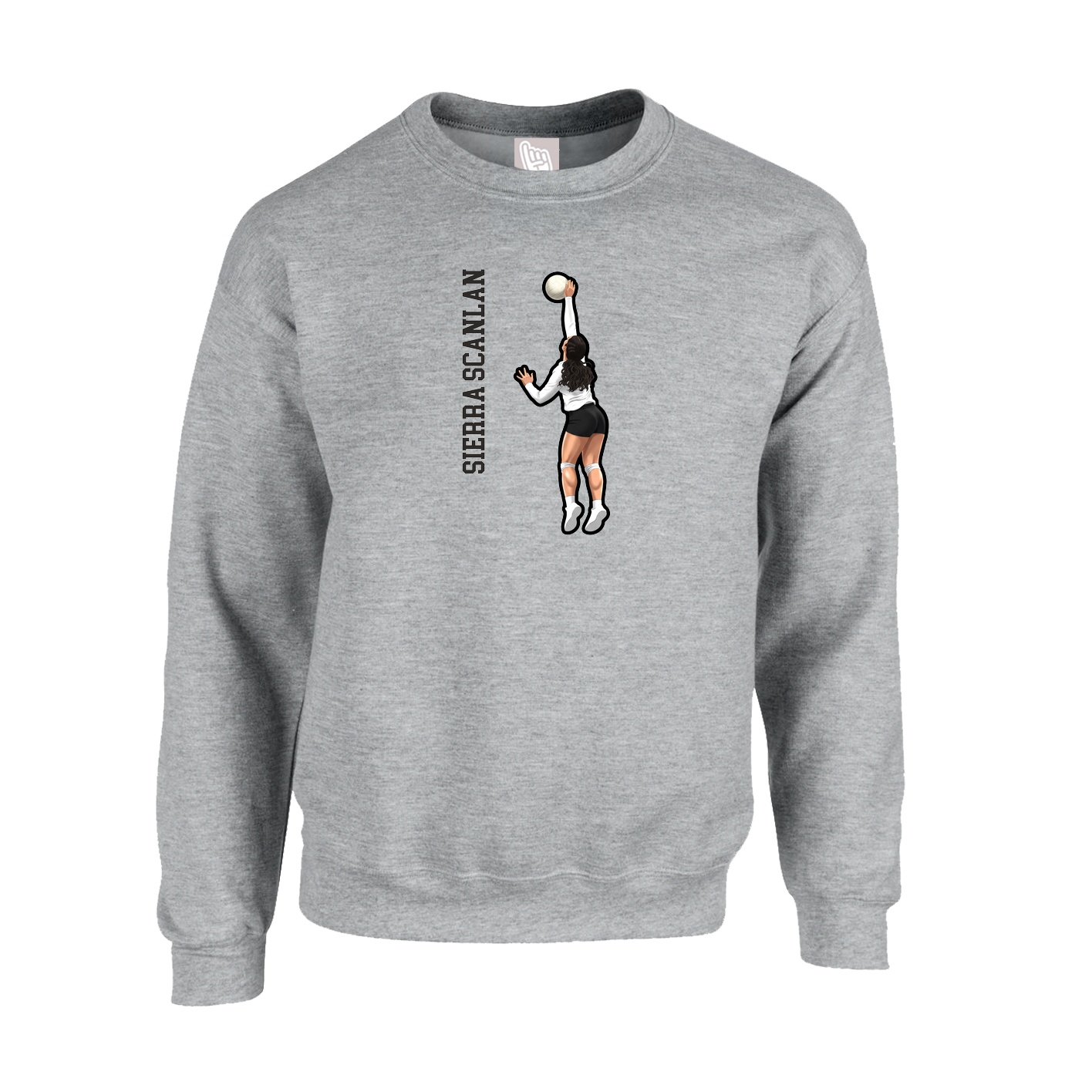 Fleece Crew — Name Vertical in Grey