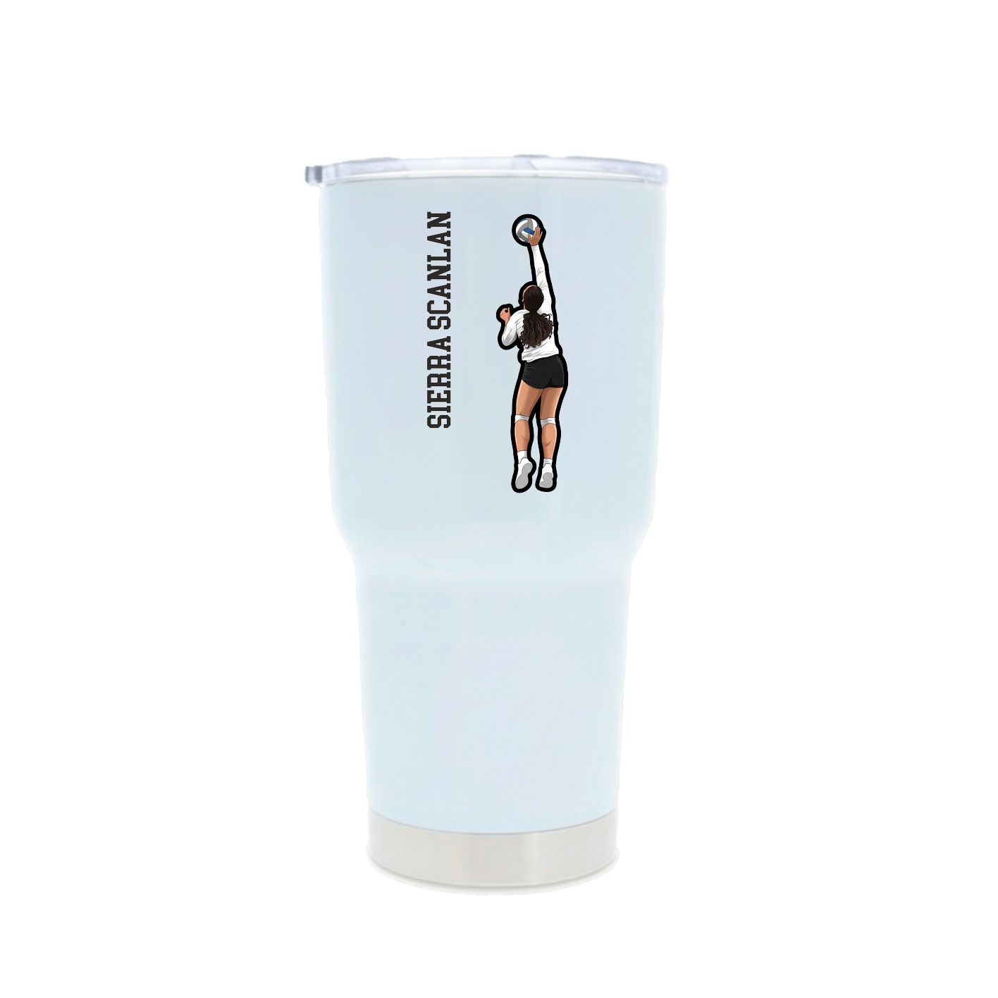 30oz Stainless Steel Tumbler — Name Vertical in White