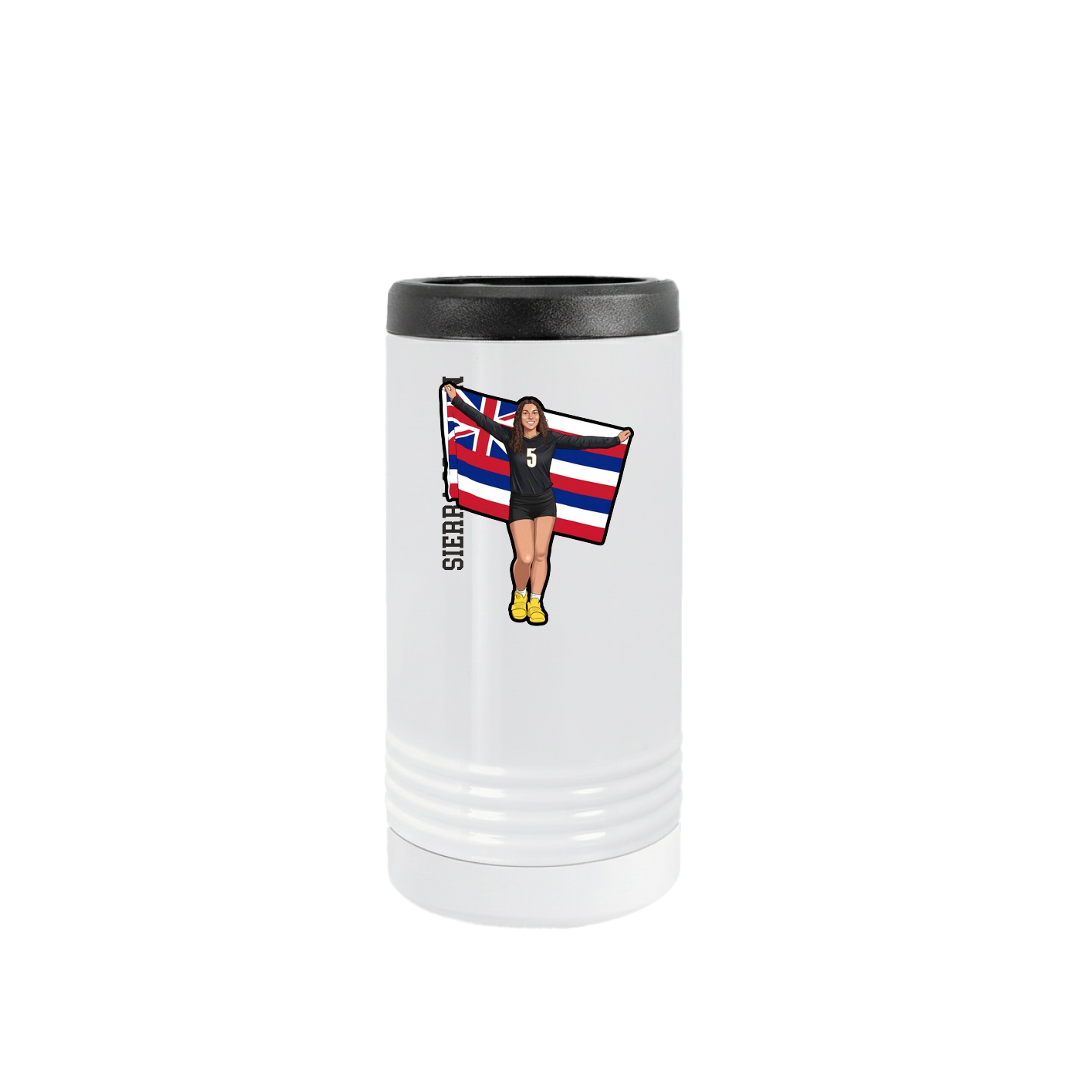 Slim Beverage Holder — Name Vertical in White