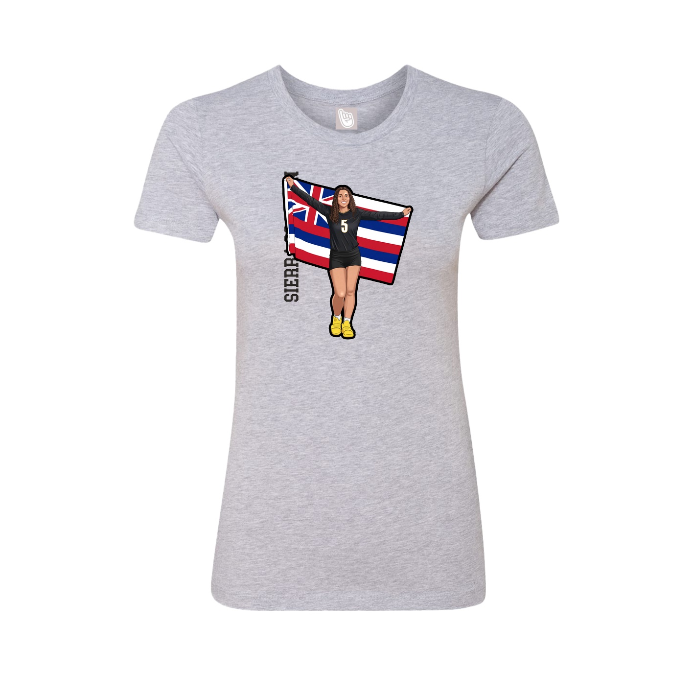 Womens Tee — Name Vertical in Grey