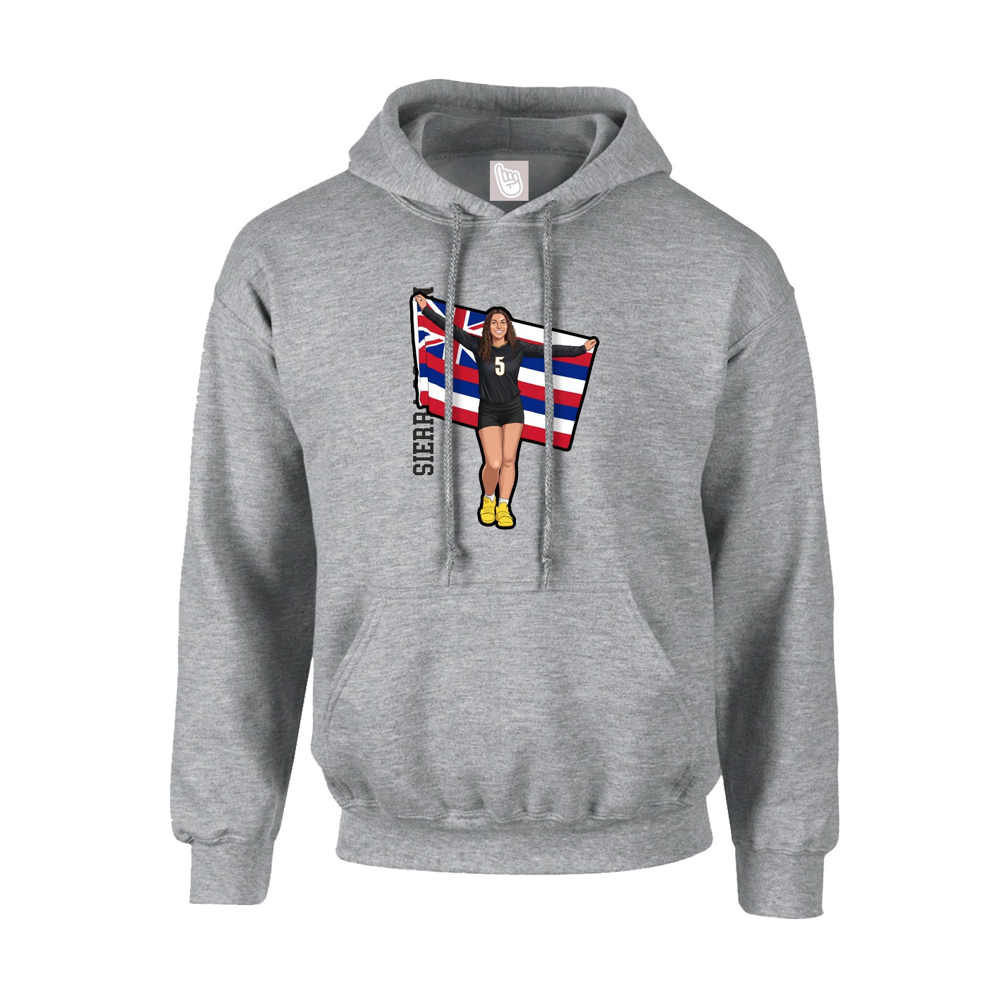 Hoodie — Name Vertical in Grey