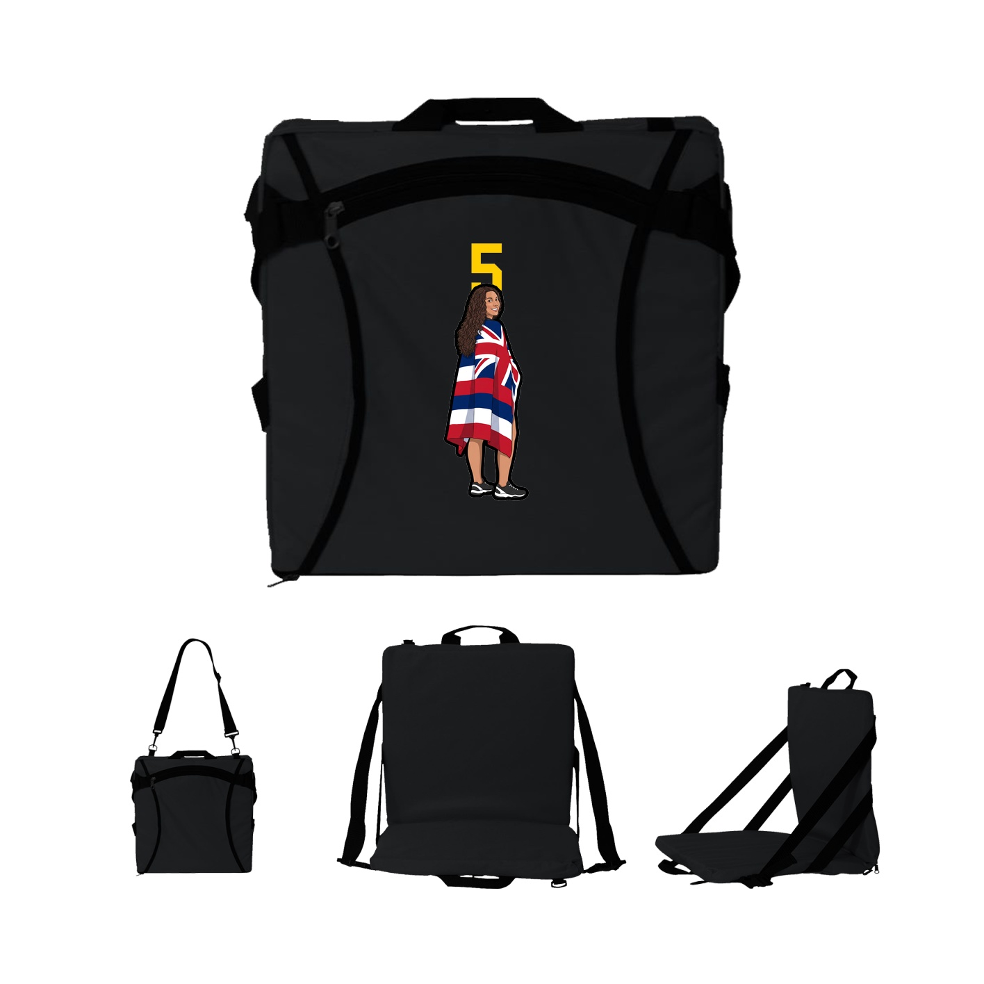 Folding Stadium Seat — Number Top in Black