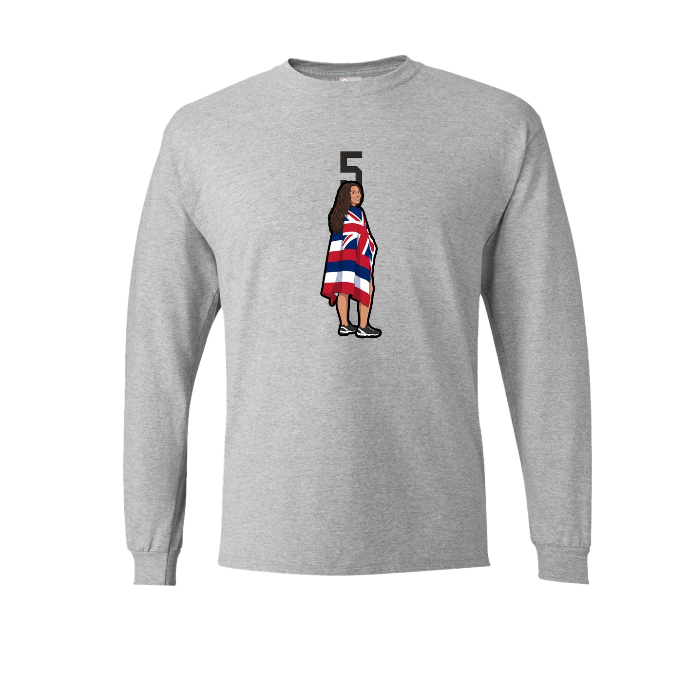 Long Sleeve Tee — Number Top in Grey
