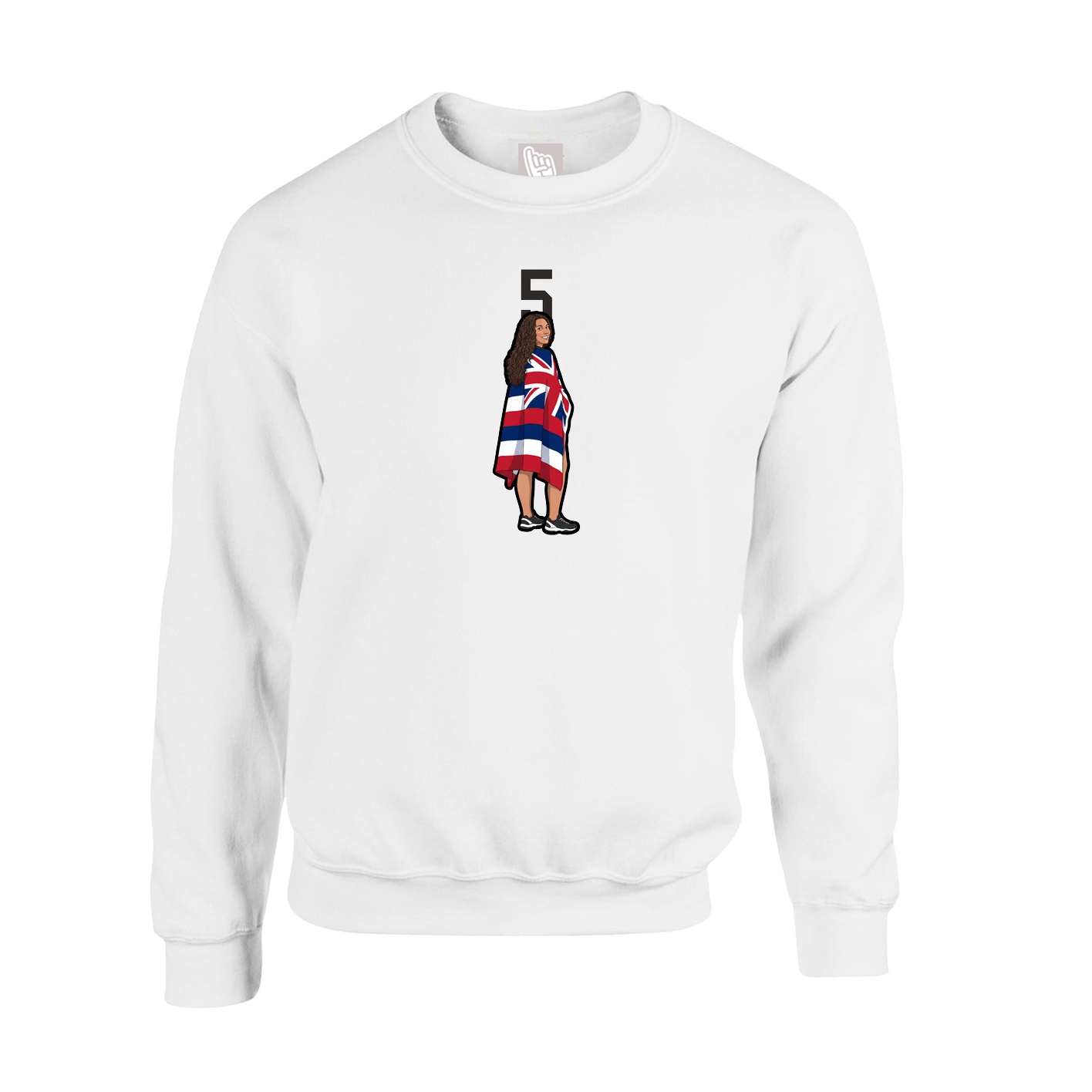 Fleece Crew — Number Top in White
