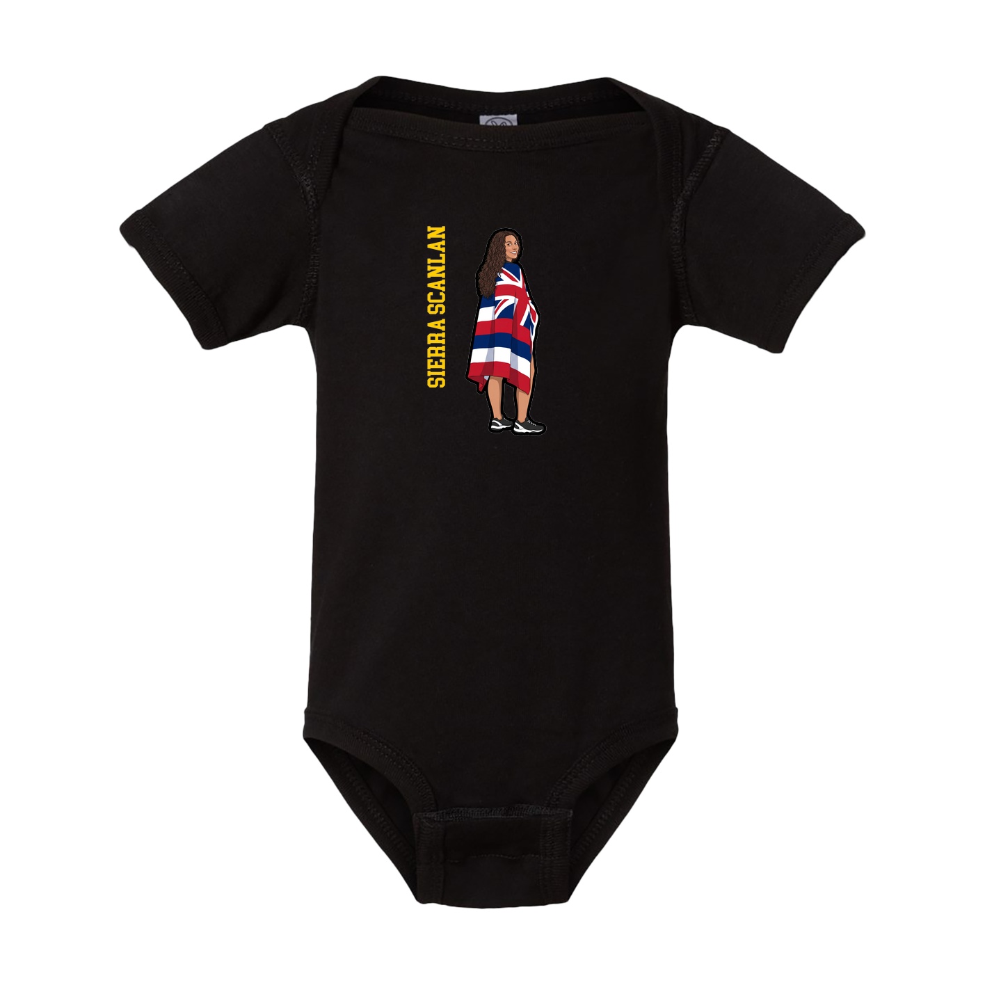 Baby Onesie — Name Vertical in Black