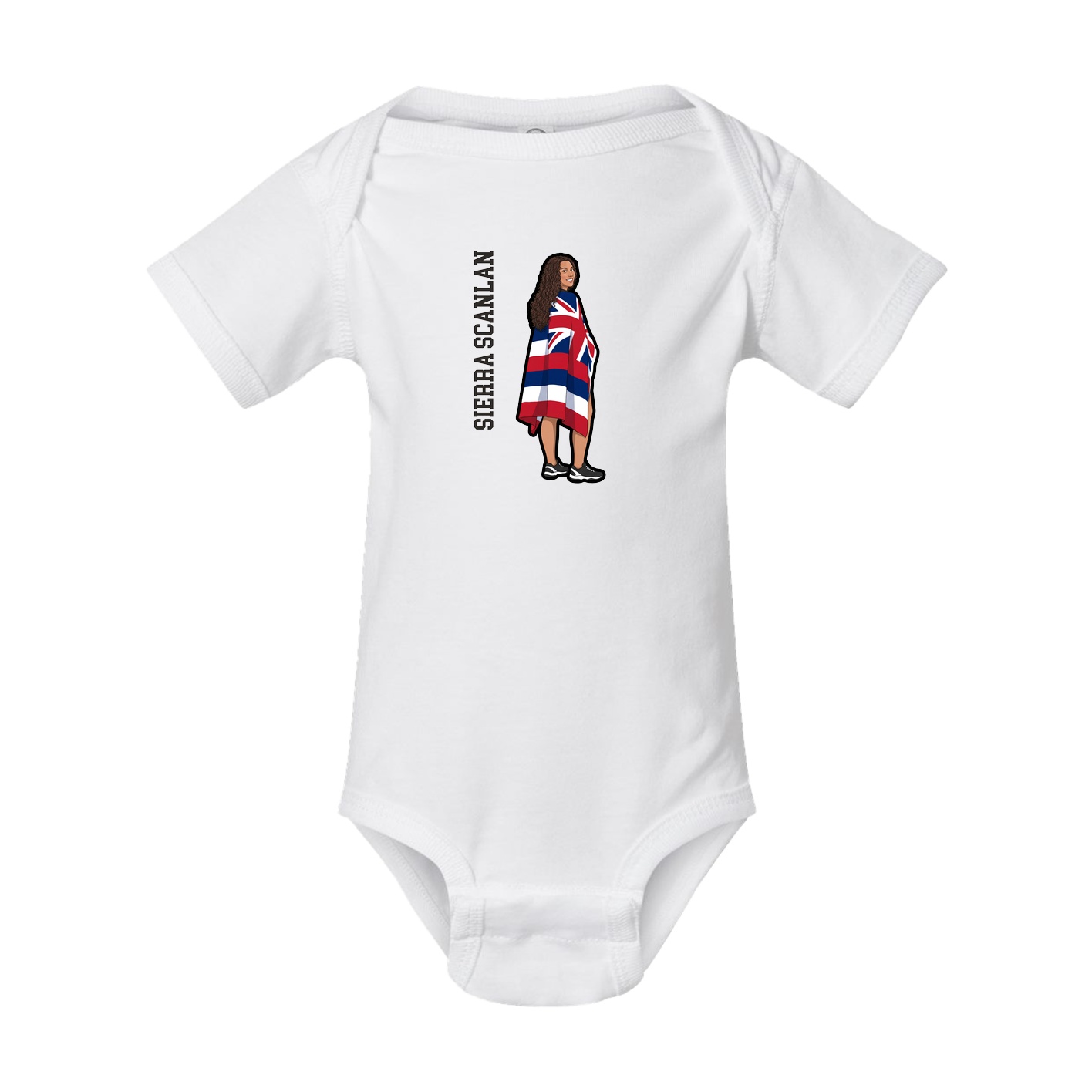 Baby Onesie — Name Vertical in White