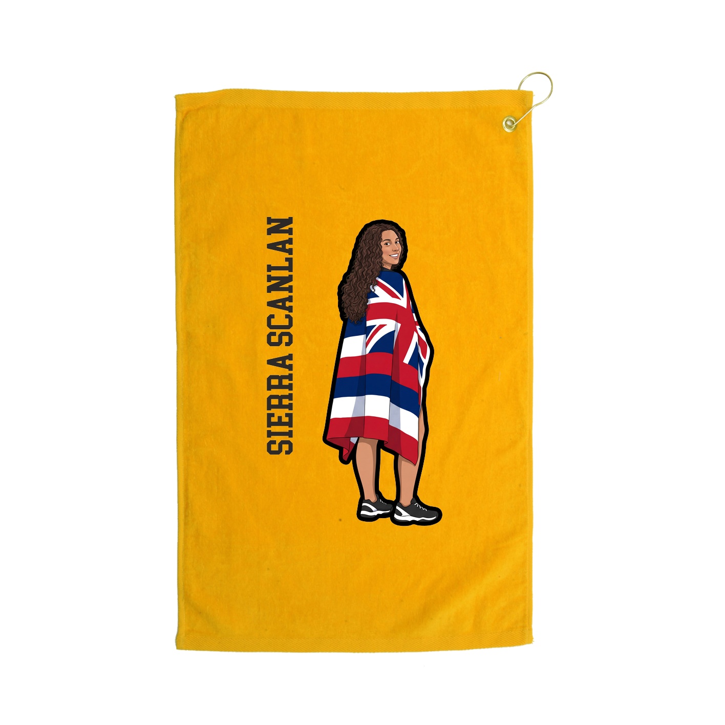 Golf Towel — Name Vertical in Gold