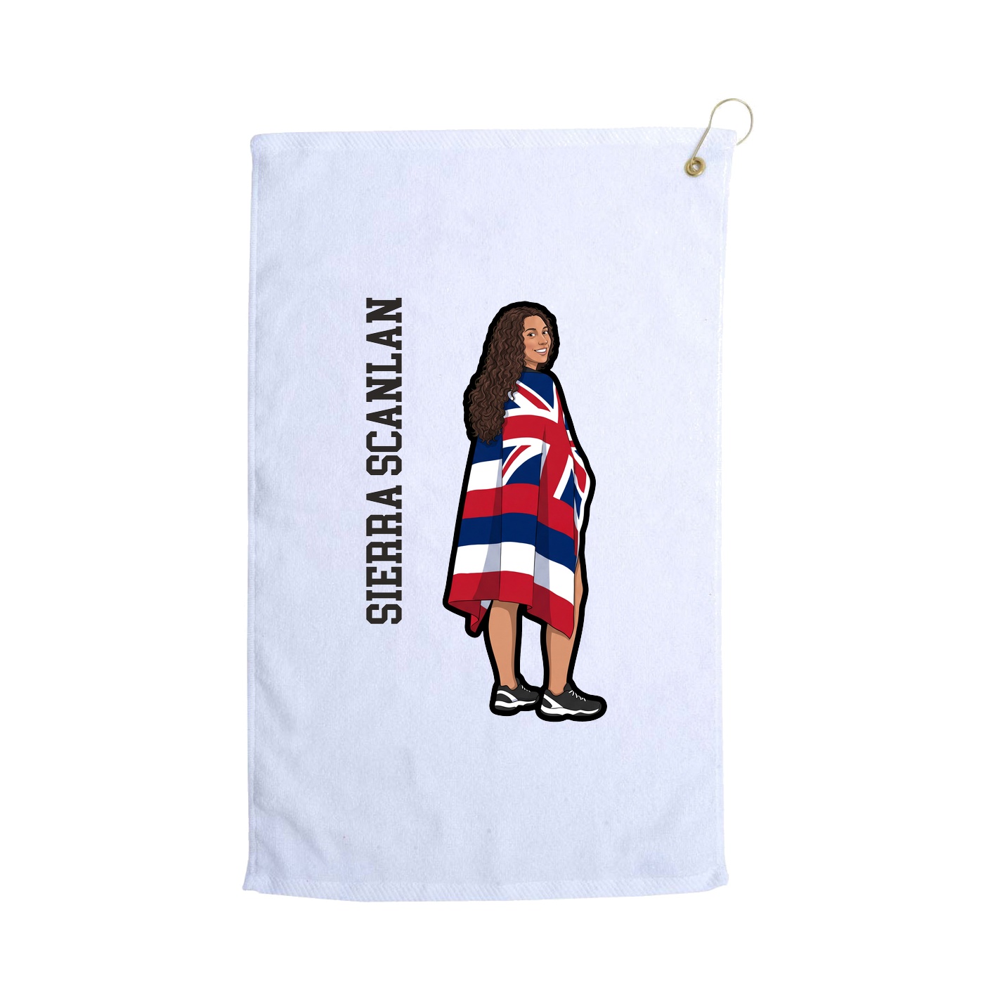 Golf Towel — Name Vertical in White