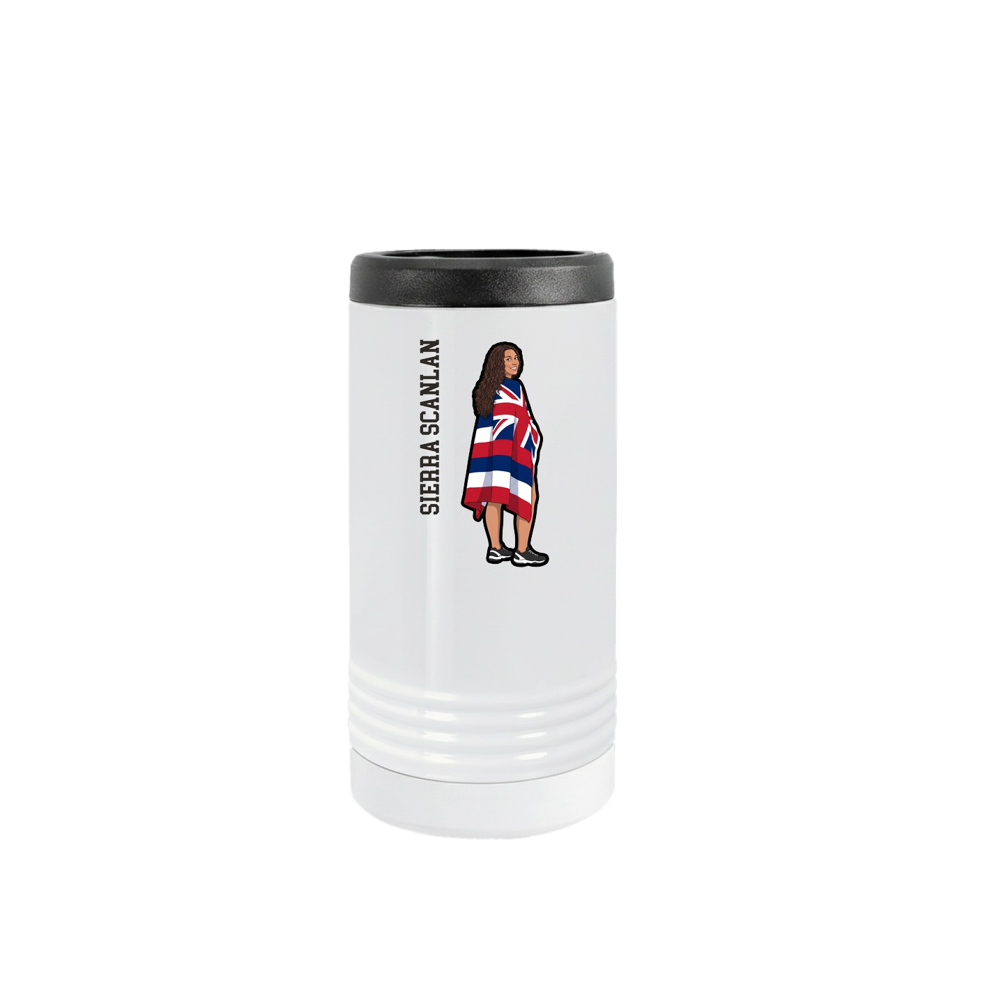 Slim Beverage Holder — Name Vertical in White