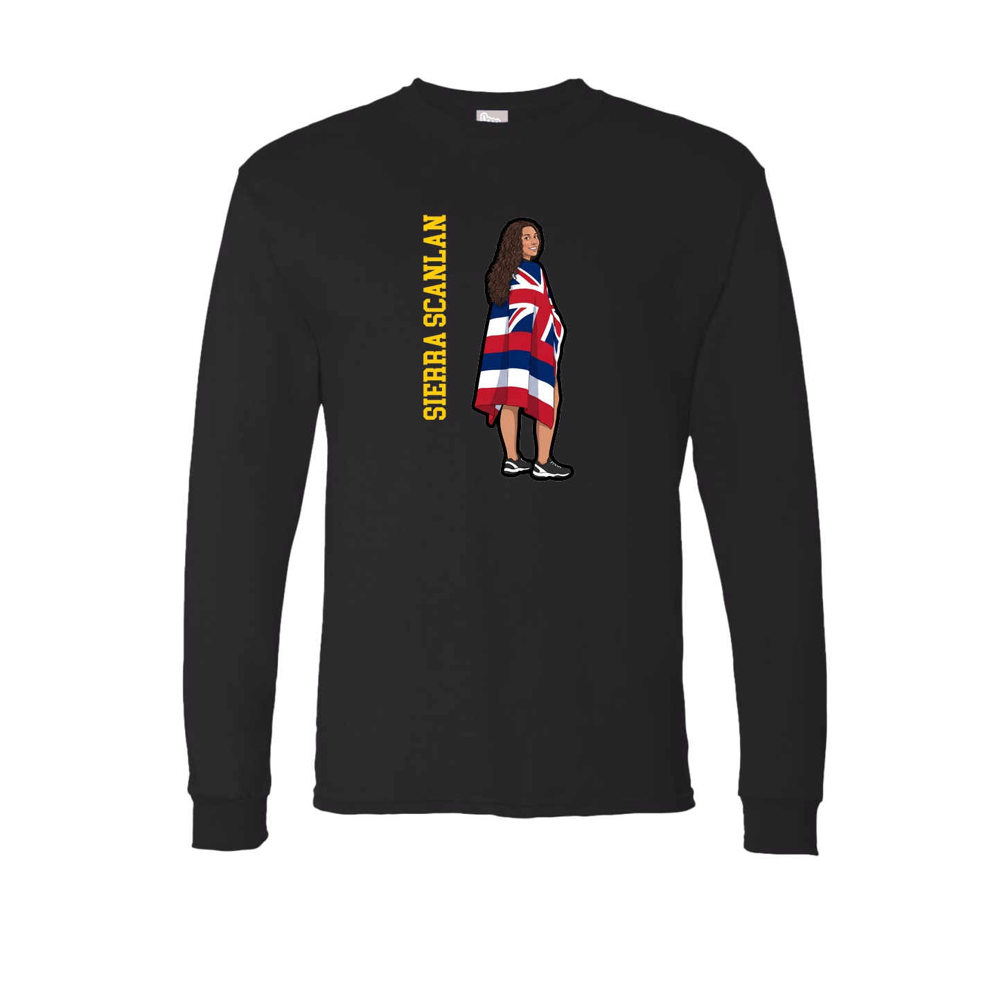 Long Sleeve Tee — Name Vertical in Black