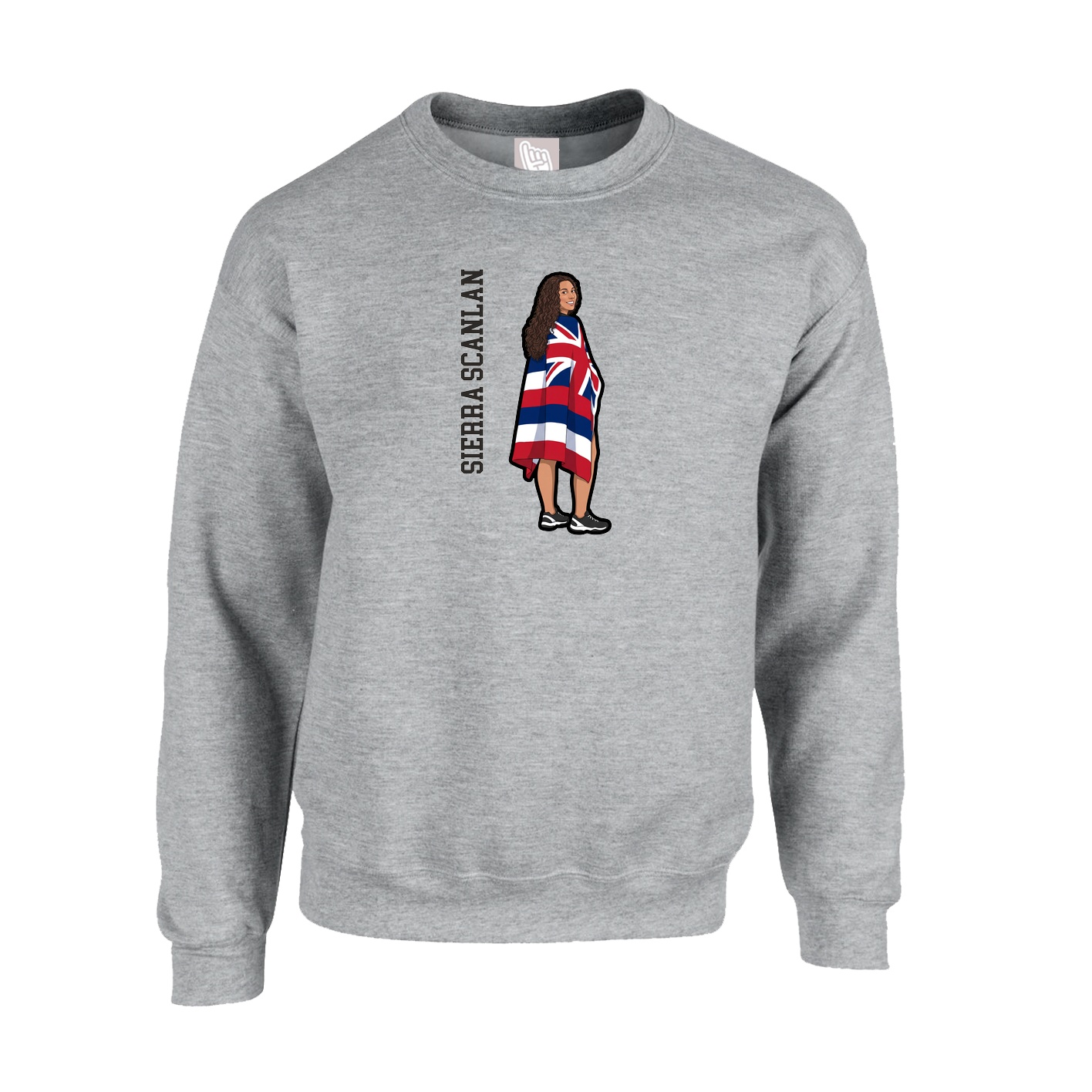 Fleece Crew — Name Vertical in Grey