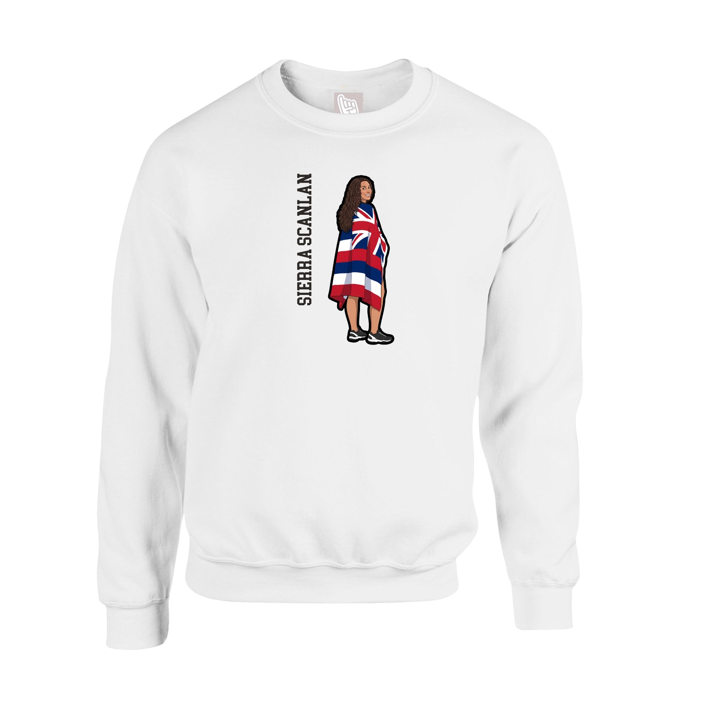 Fleece Crew — Name Vertical in White