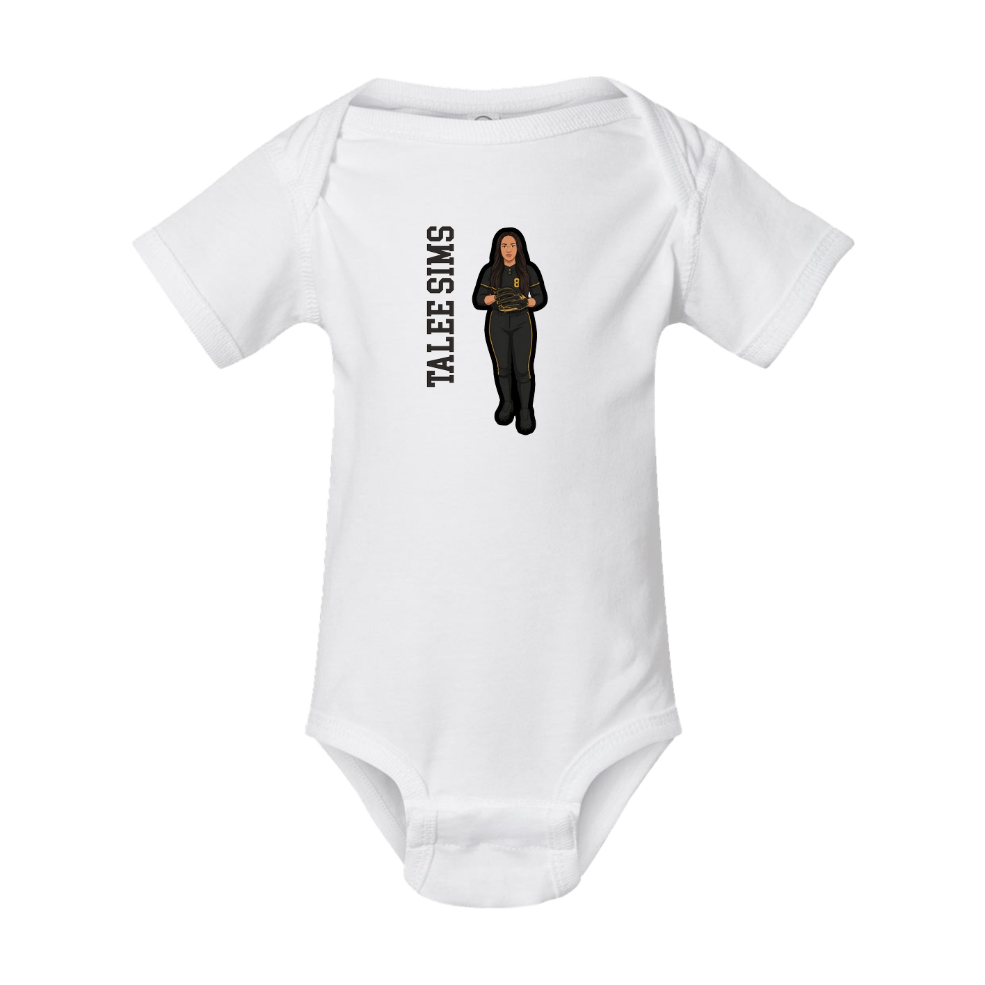 Baby Onesie — Name Vertical in White