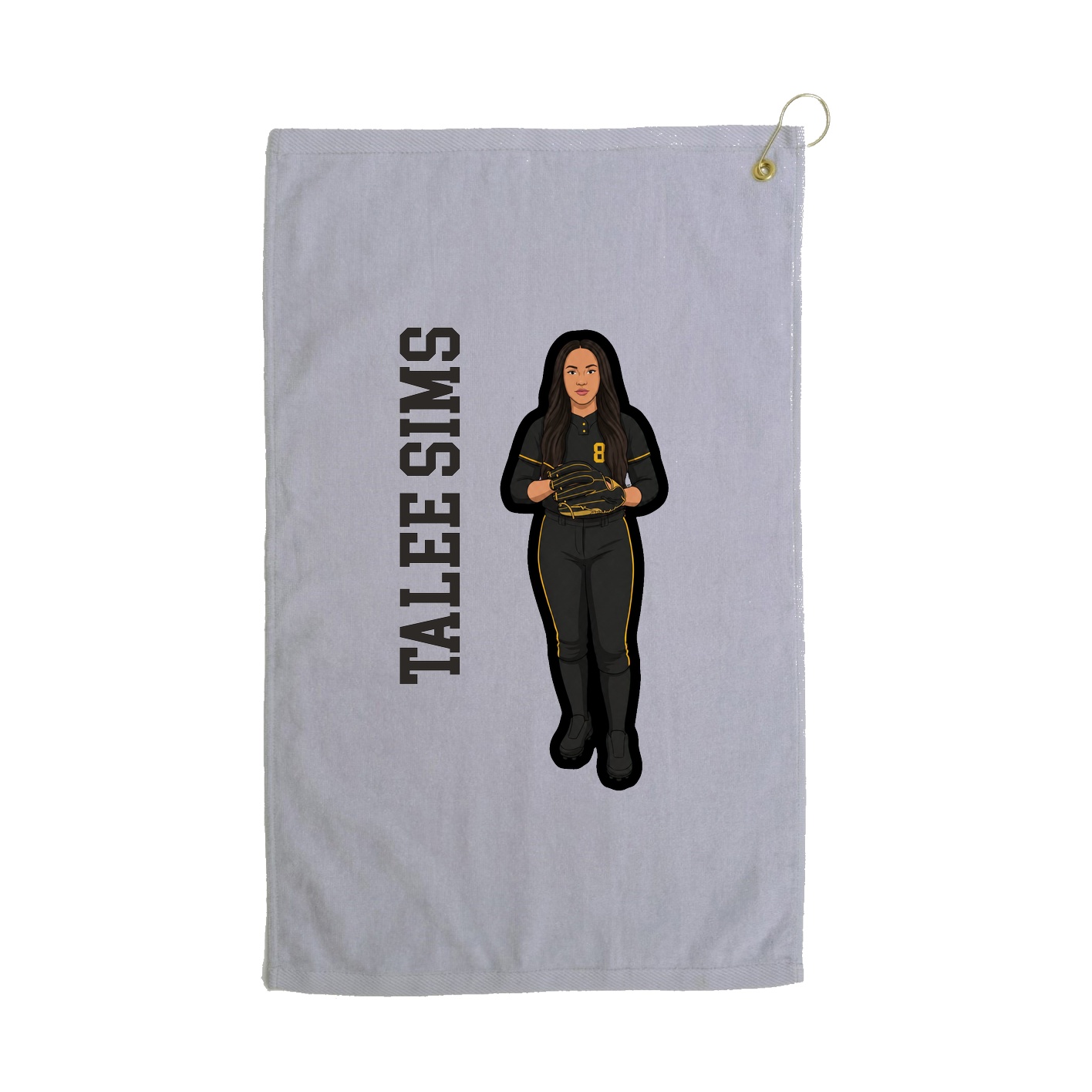 Golf Towel — Name Vertical in Grey