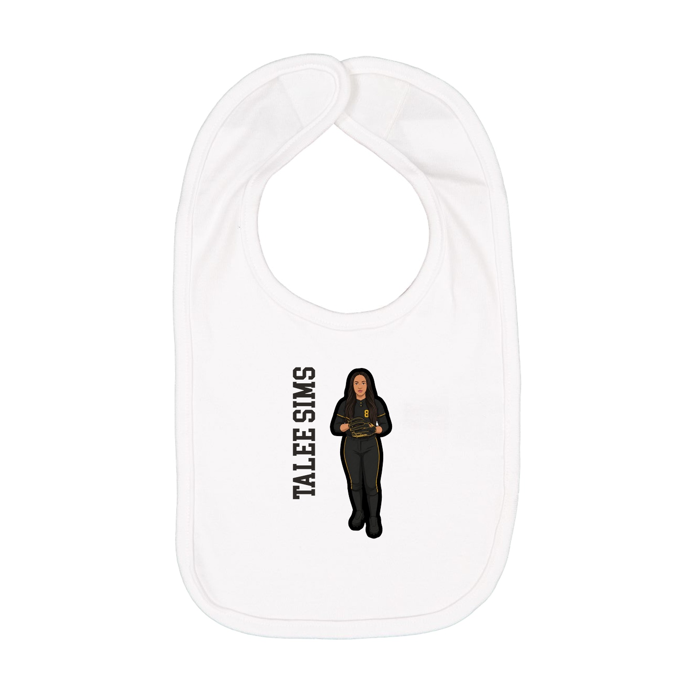 Infant Bib — Name Vertical in White