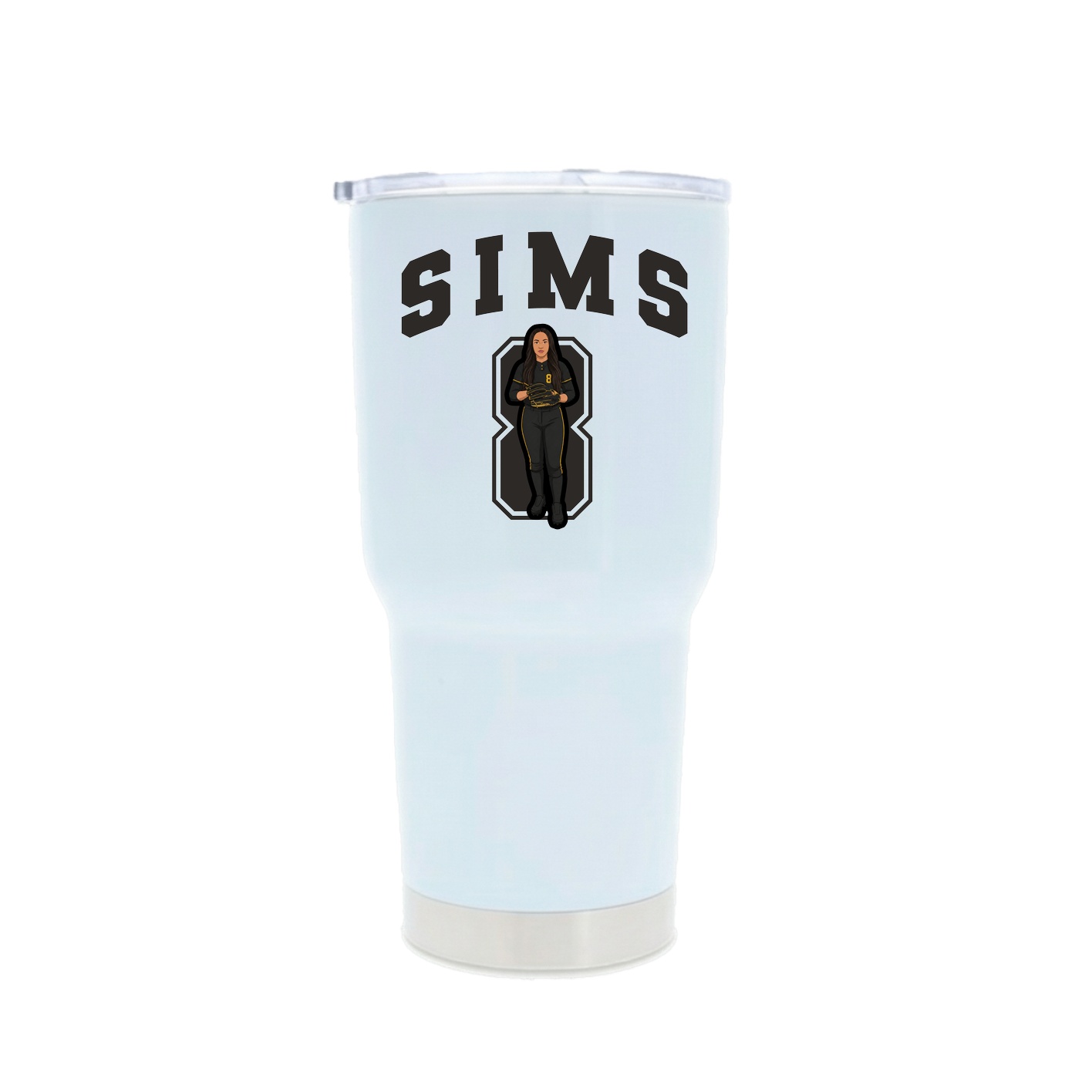 30oz Stainless Steel Tumbler — Number in White