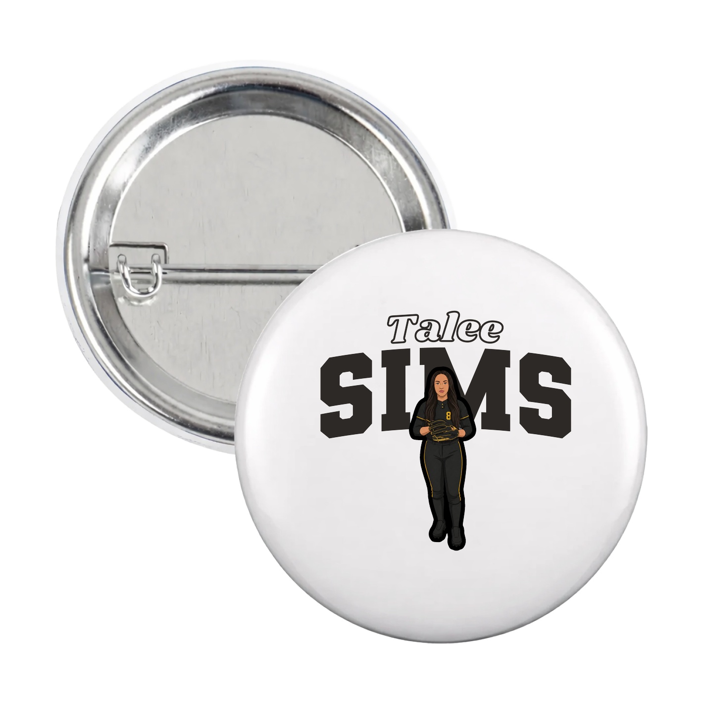 Game Day Button — Name Arch in White