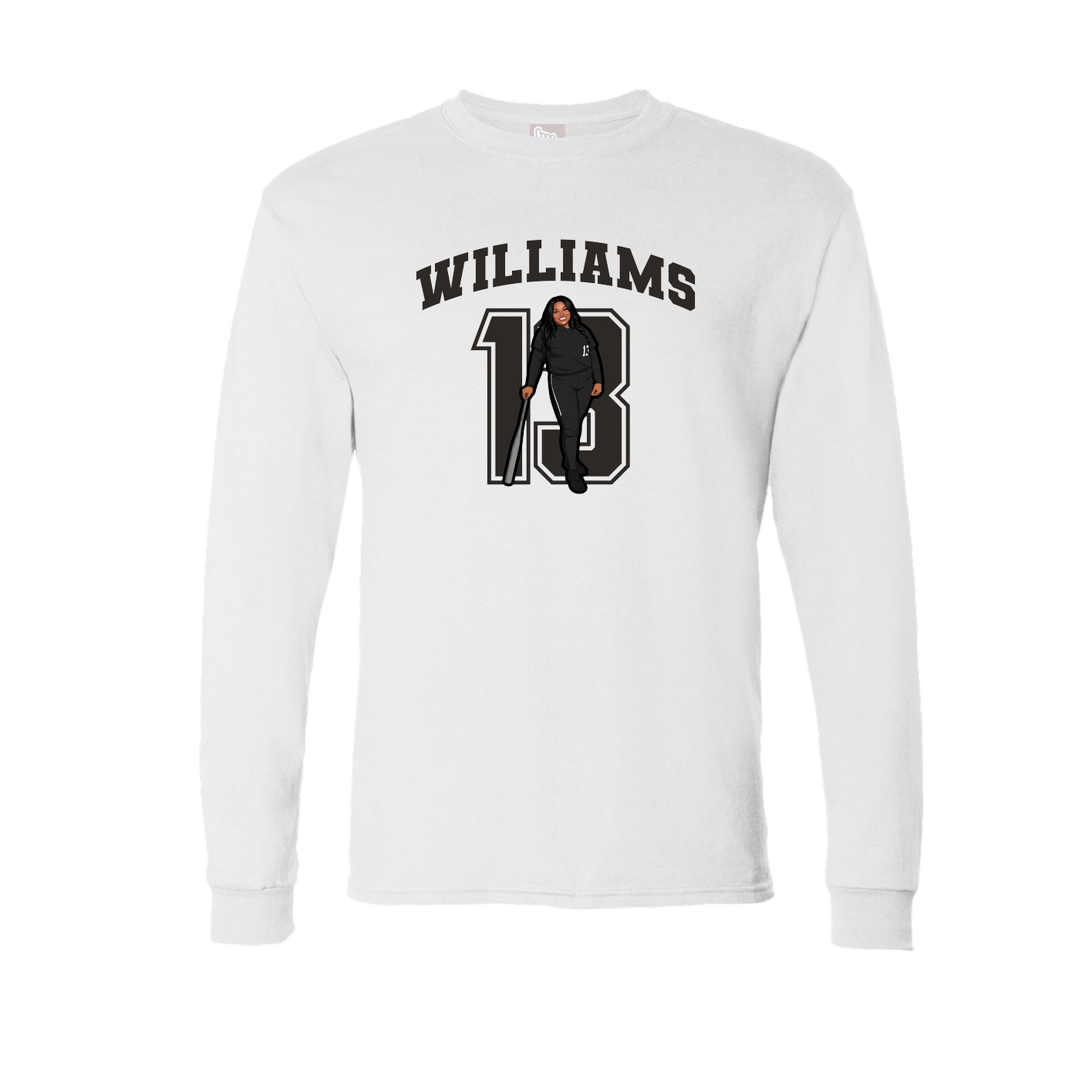 Long Sleeve Tee — Number in White