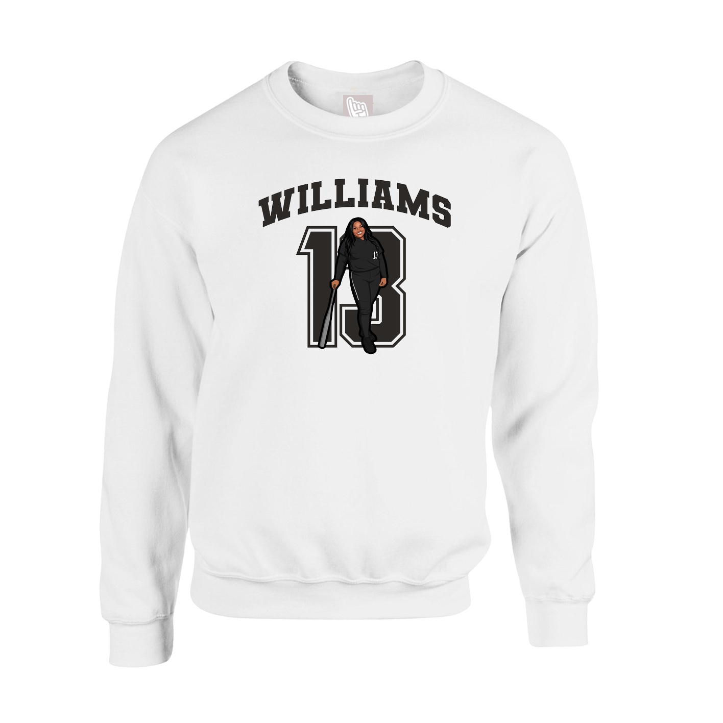 Fleece Crew — Number in White