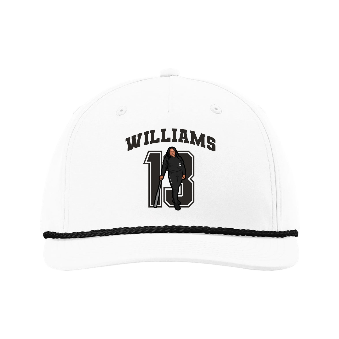 Five-Panel Classic Rope Cap — Number in White