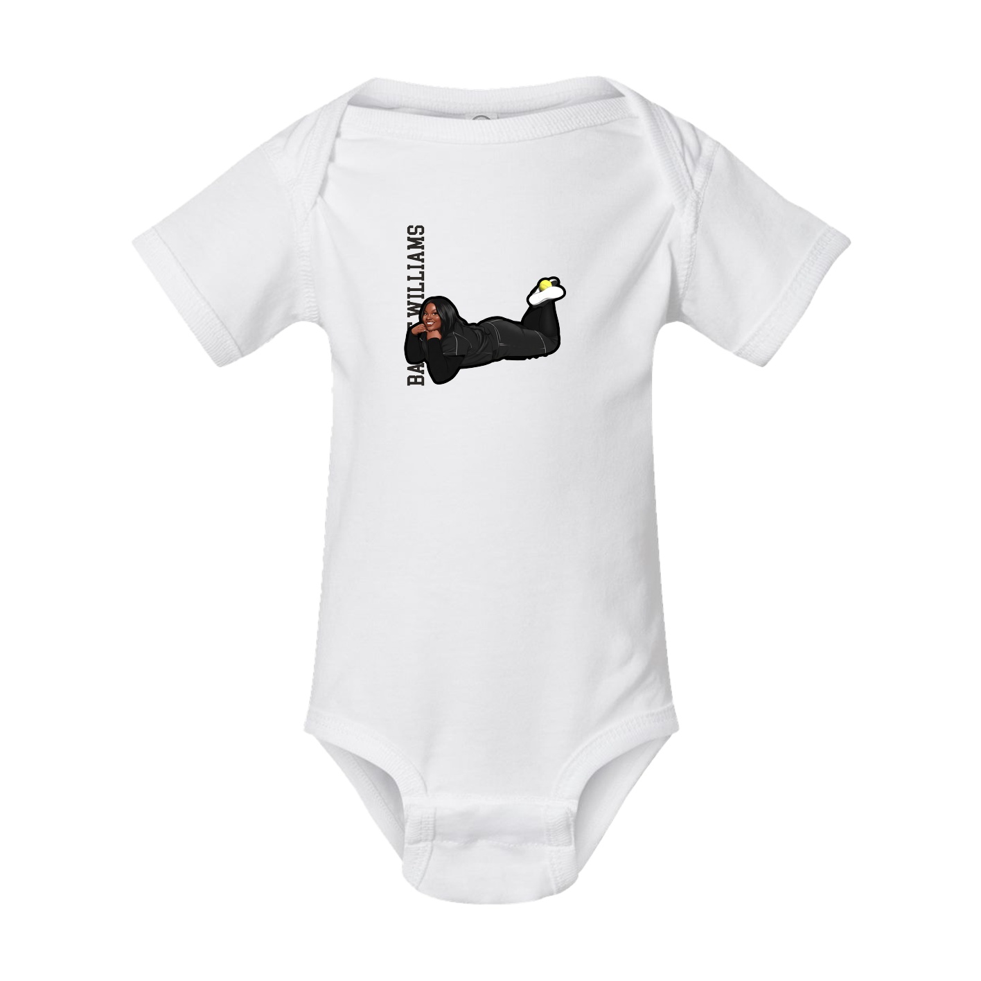 Baby Onesie — Name Vertical in White