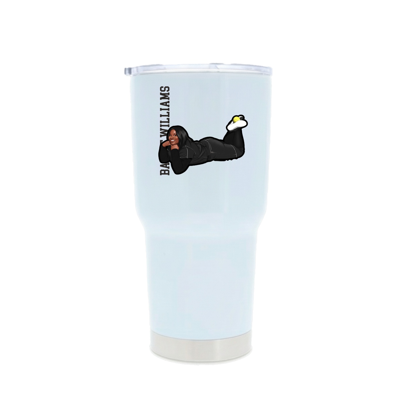 30oz Stainless Steel Tumbler — Name Vertical in White
