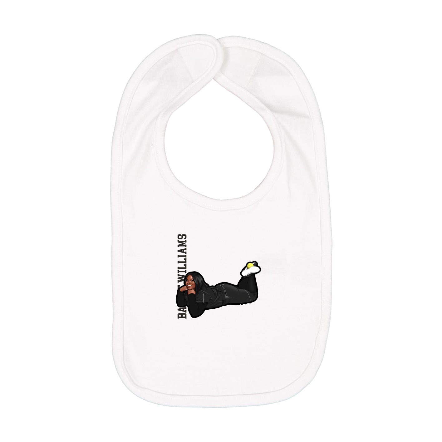 Infant Bib — Name Vertical in White