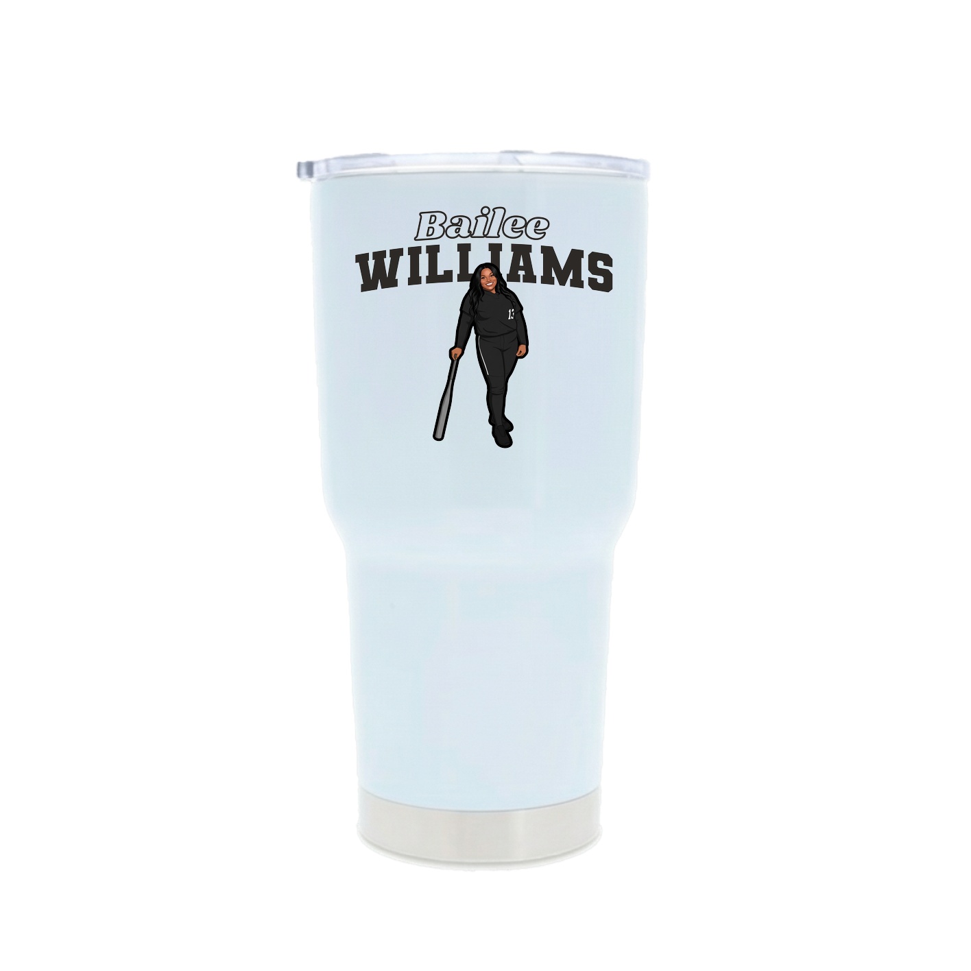 30oz Stainless Steel Tumbler — Name Arch in White