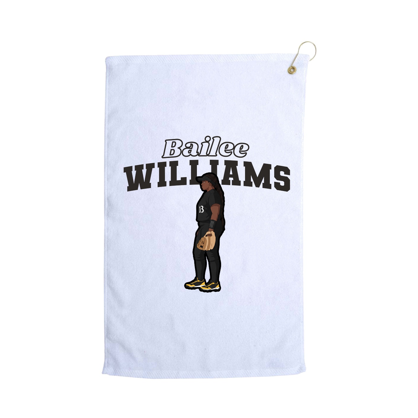 Golf Towel — Name Arch in White