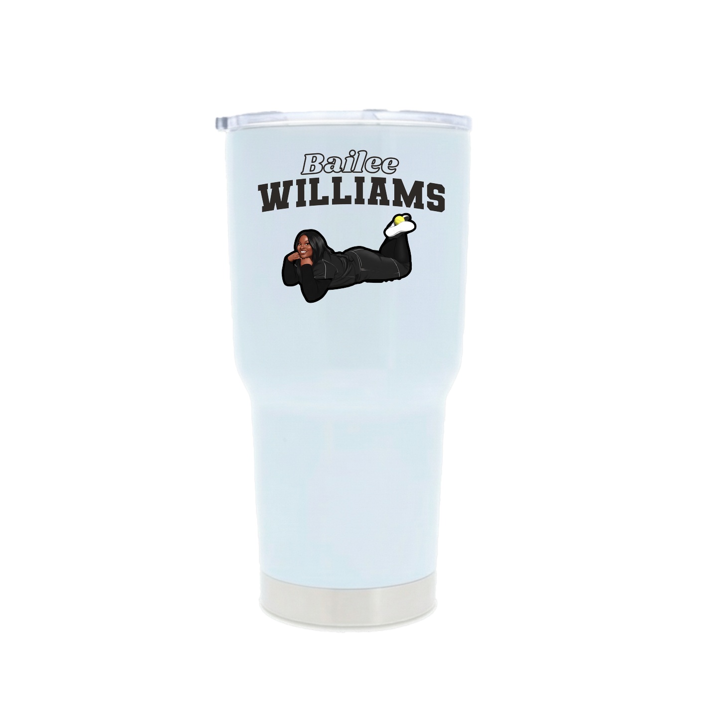 30oz Stainless Steel Tumbler — Name Arch in White