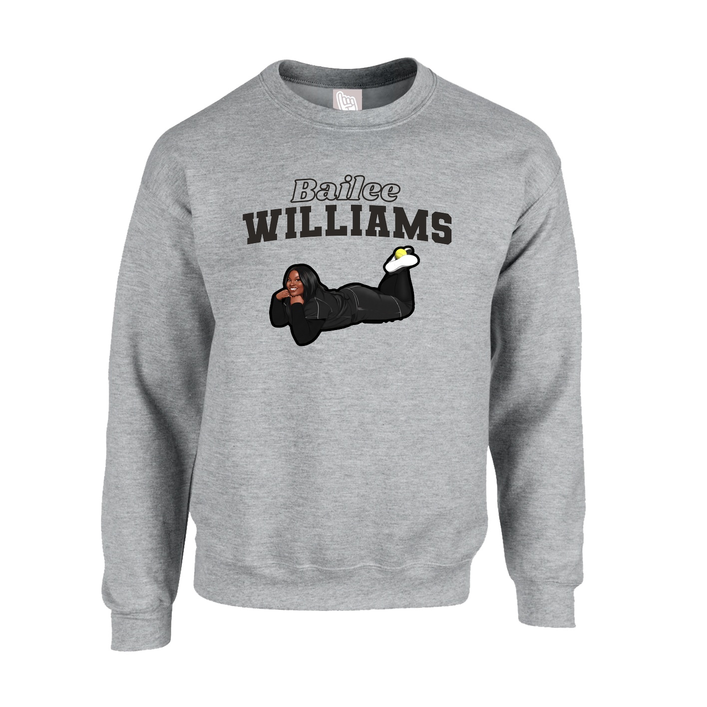Fleece Crew — Name Arch in Grey
