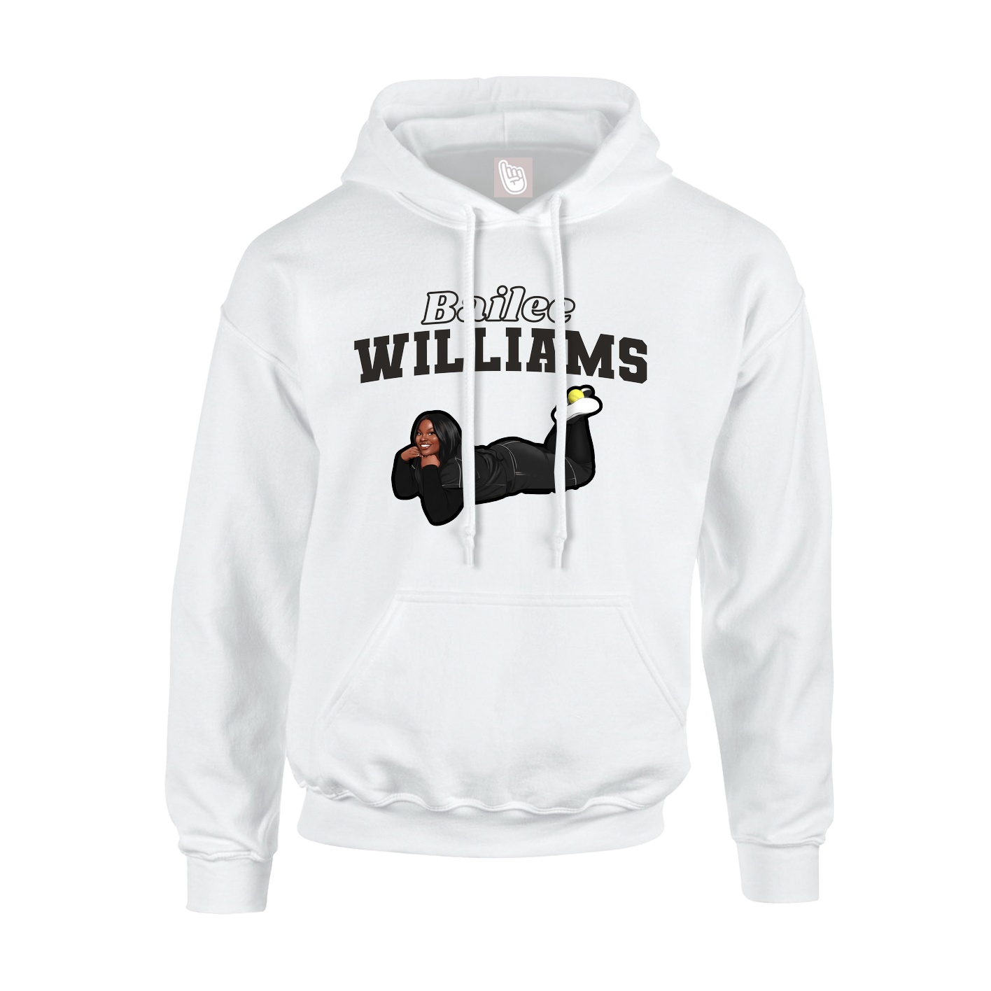 Youth Hoodie — Name Arch in White