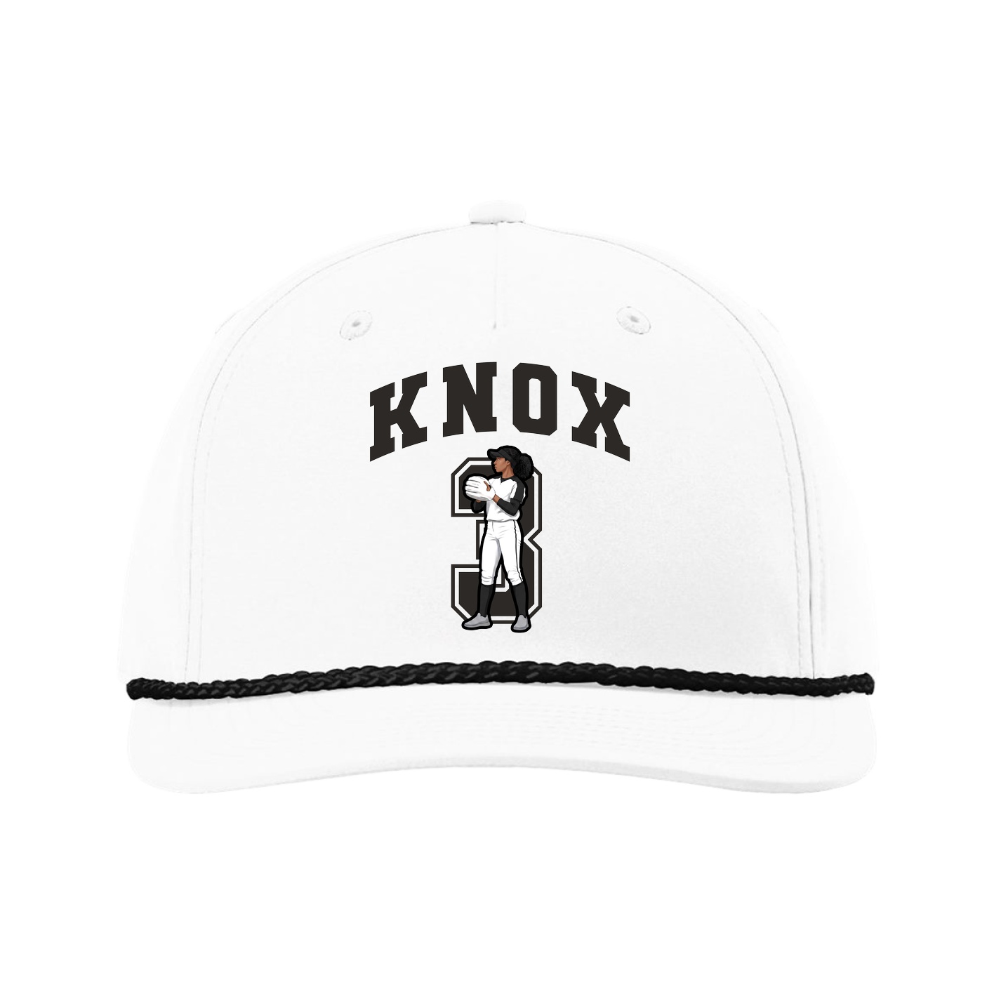 Five-Panel Classic Rope Cap — Number in White