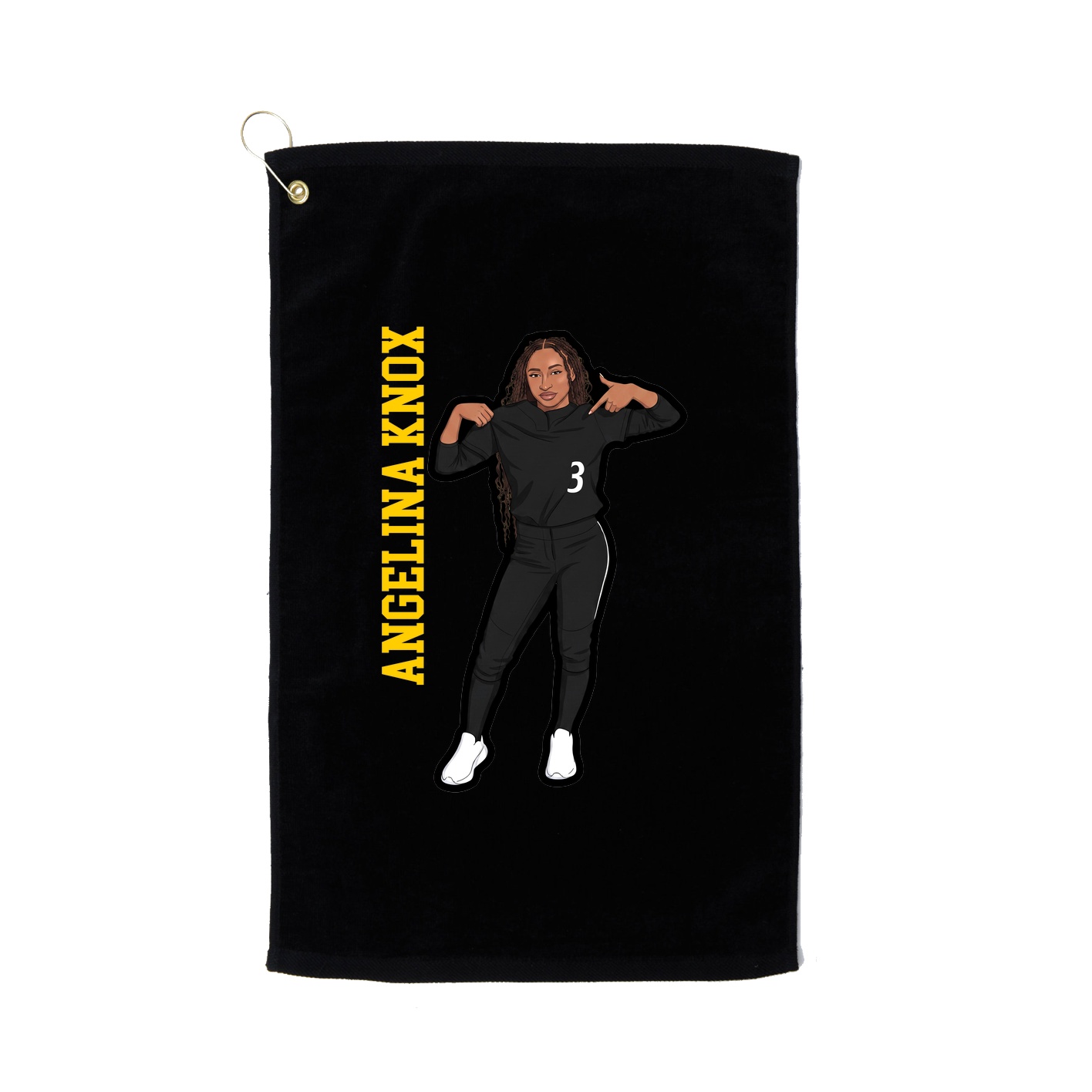 Golf Towel — Name Vertical in Black