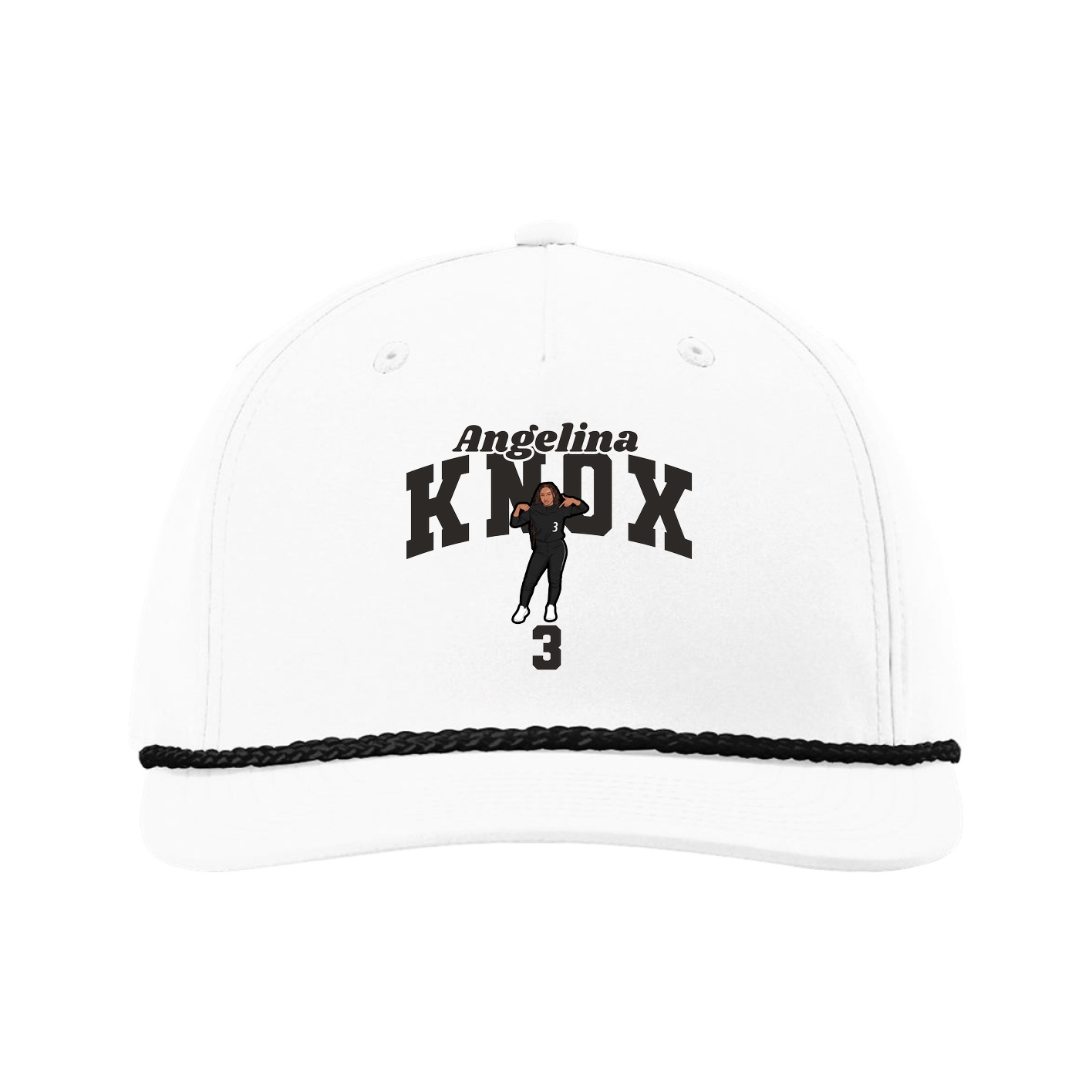 Five-Panel Classic Rope Cap — Signature Arch in White